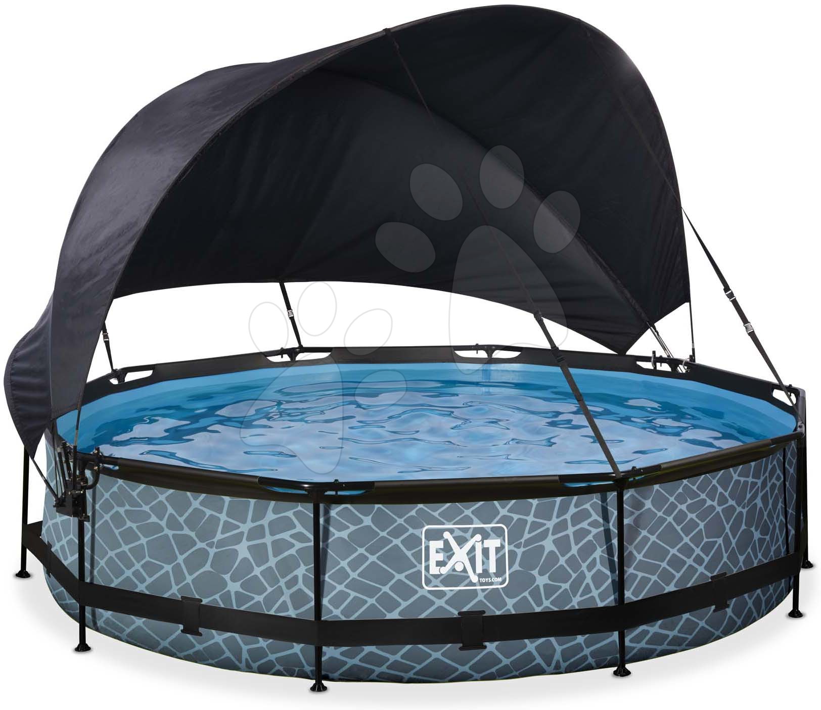 Bazén so strieškou a filtráciou Stone pool Exit Toys kruhový oceľová konštrukcia 360*76 cm šedý od 6 rokov