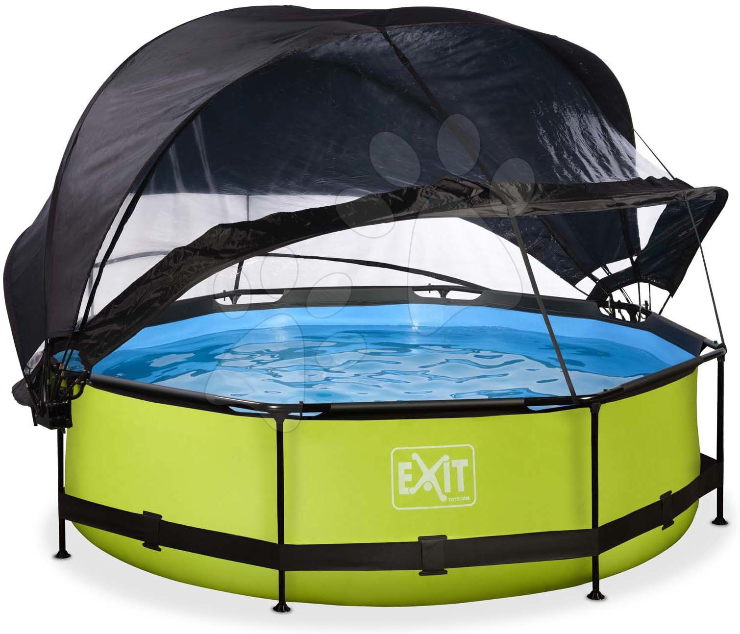Bazén so strieškou krytom a filtráciou Lime pool Exit Toys kruhový oceľová konštrukcia 300*76 cm zelený od 6 rokov