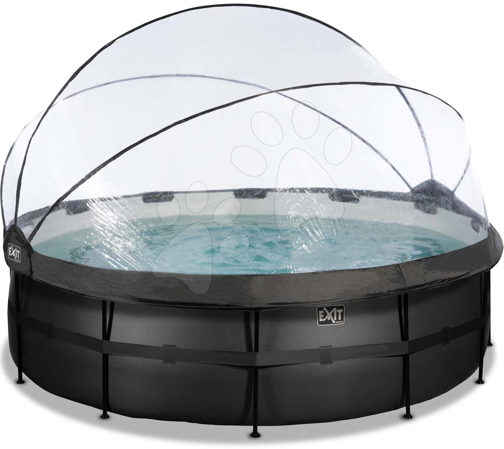 Bazény kruhové - Bazén s krytom a pieskovou filtráciou Black Leather pool Exit Toys kruhový oceľová konštrukcia 450*122 cm čierny od 6 rokov
