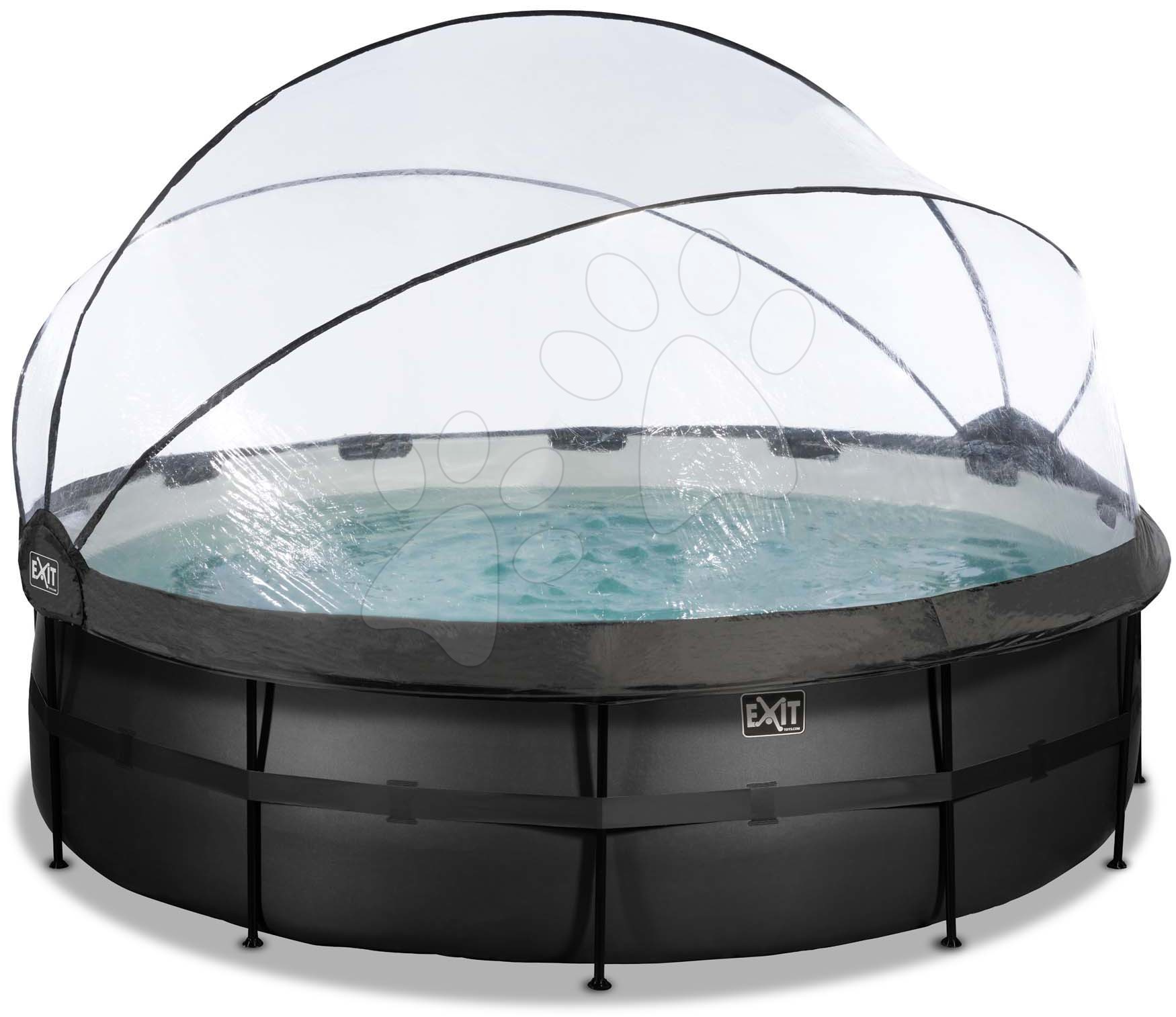 Bazény kruhové - Bazén s krytom a pieskovou filtráciou Black Leather pool Exit Toys kruhový oceľová konštrukcia 488*122 cm čierny od 6 rokov