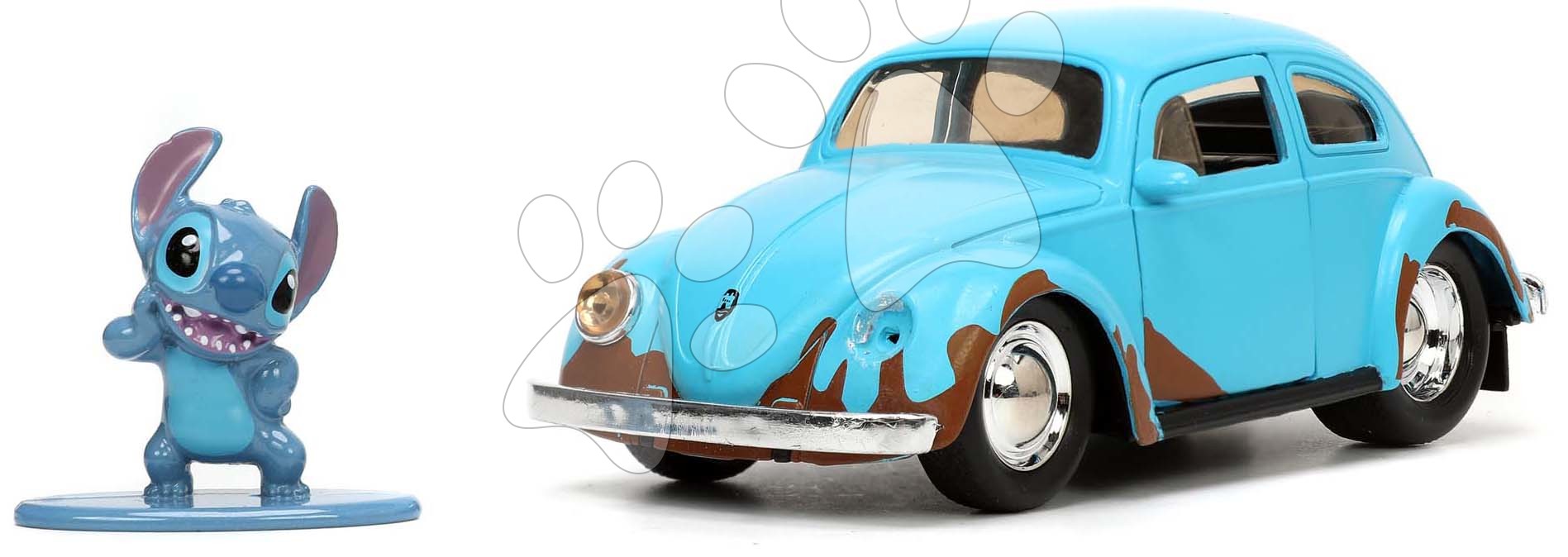 Autíčko s figúrkou Lilo & Stitch VW Beetle 1959 Jada kovové dĺžka 12,7 cm 1:32