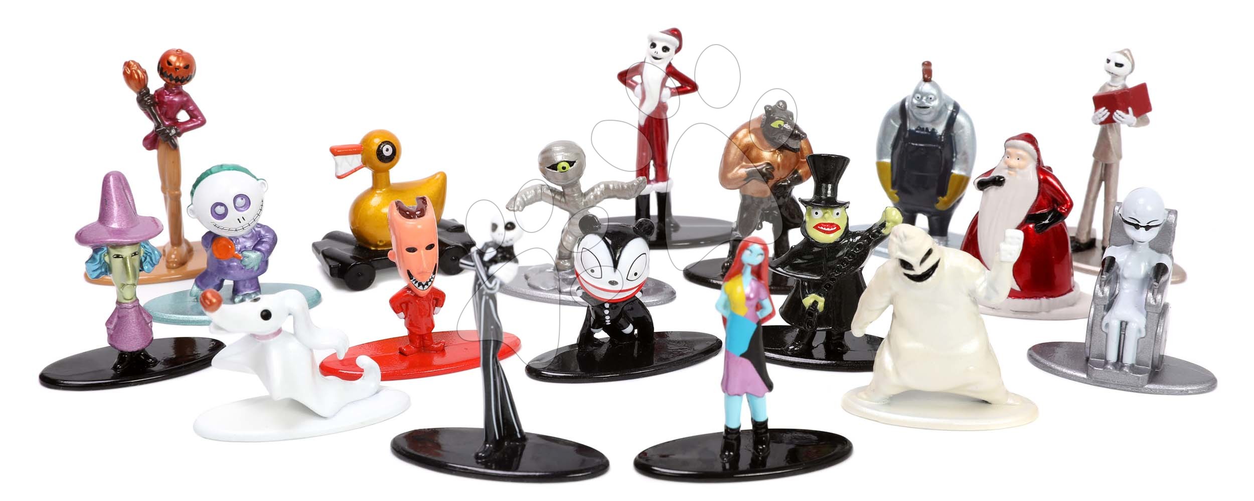 Figurky sběratelské Nightmare before Christmas Nano Jada kovové výška 4 cm sada 18 druhů