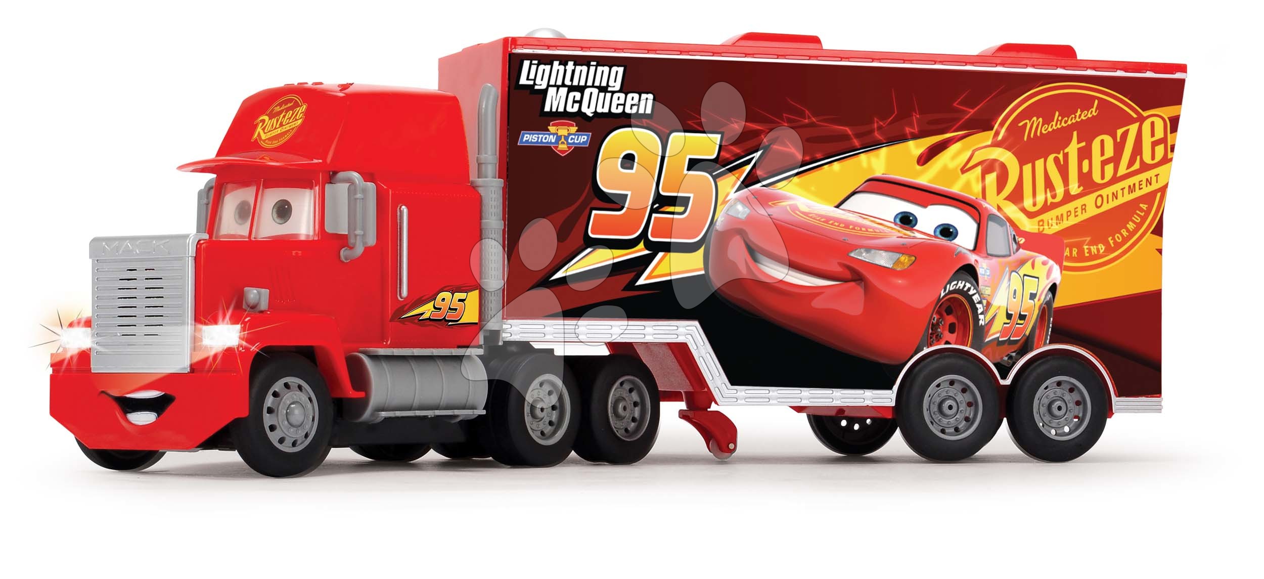 Autíčko s přívěsem na dálkové ovládání RC Cars 3 Turbo Mack Truck Jada se světlem a zvukem délka 46 cm od 4 let