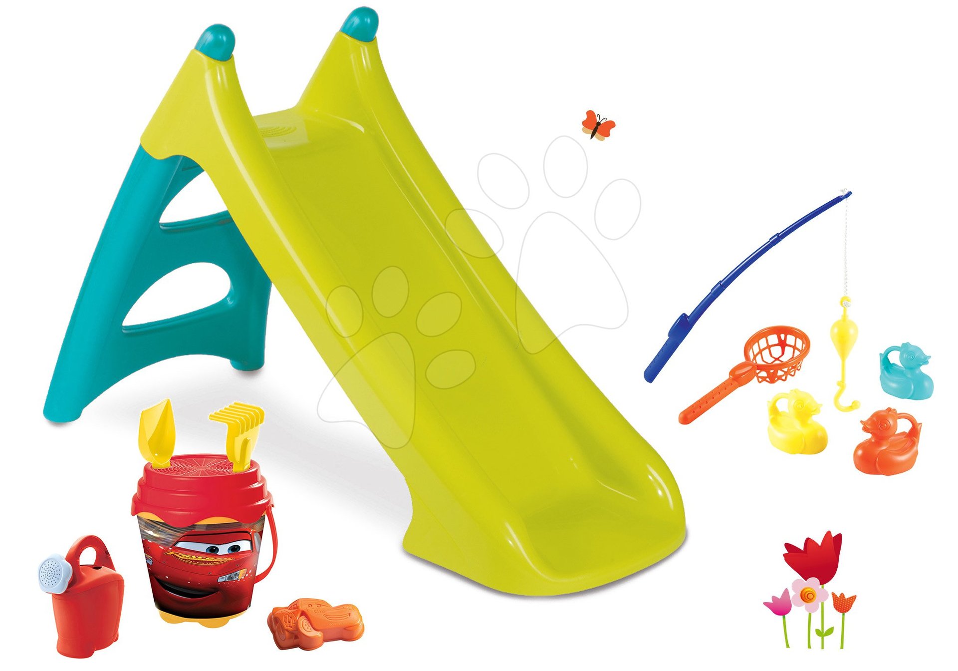 Set šmykľavka Toboggan XS dĺžka 90 cm Smoby a vedro set s rybárskou udicou od 24 mes