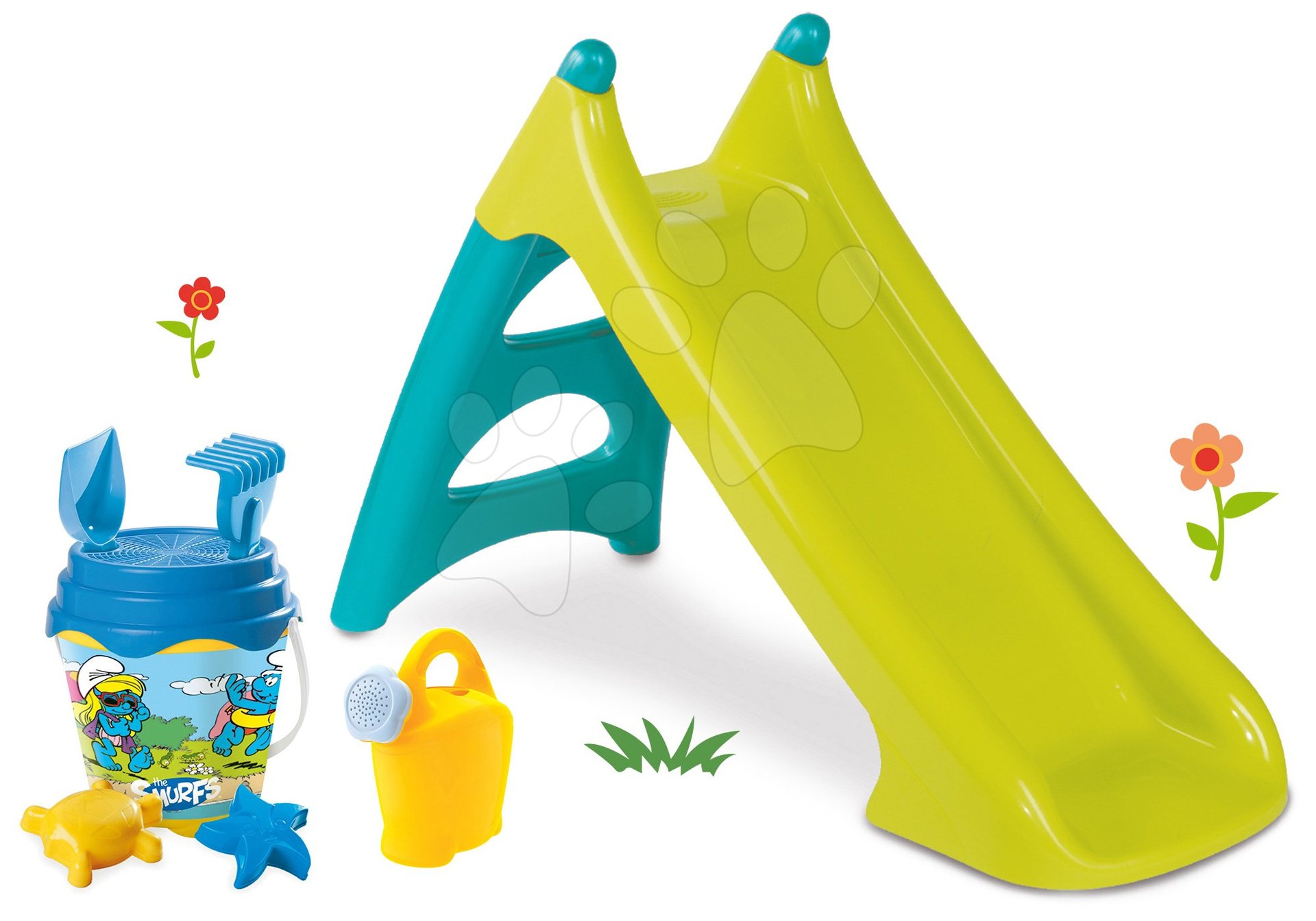 Set šmykľavka Toboggan XS modrá Smoby a vedro set rozprávkový