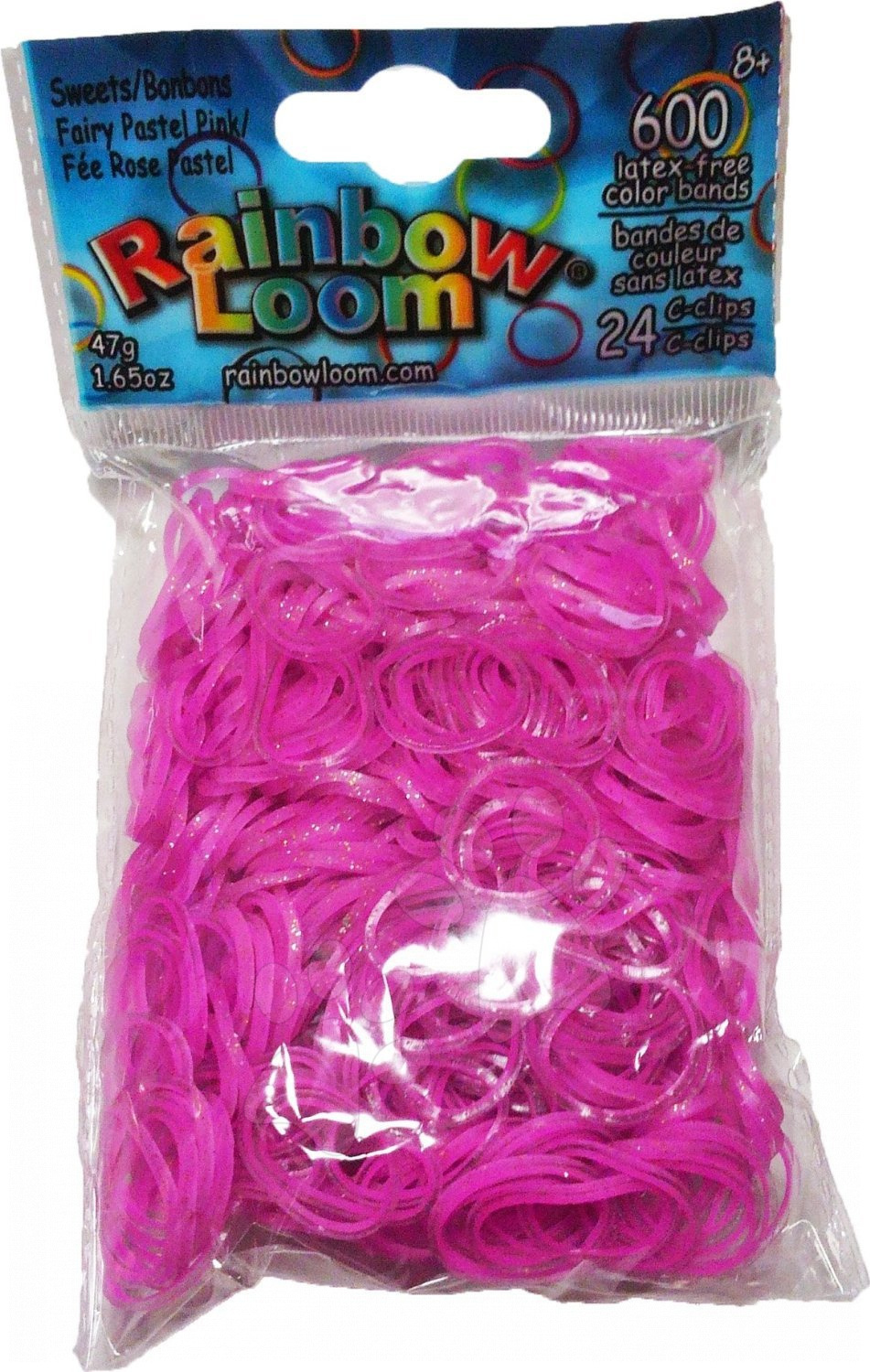 Rainbow Loom gumičky trblietavé - Rainbow Loom originálne trblietavé gumičky 600 kusov ružové od 6 rokov