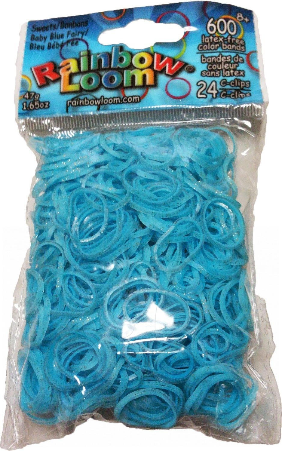 Rainbow Loom gumičky trblietavé - Rainbow Loom originálne trblietavé gumičky 600 kusov modré od 6 rokov