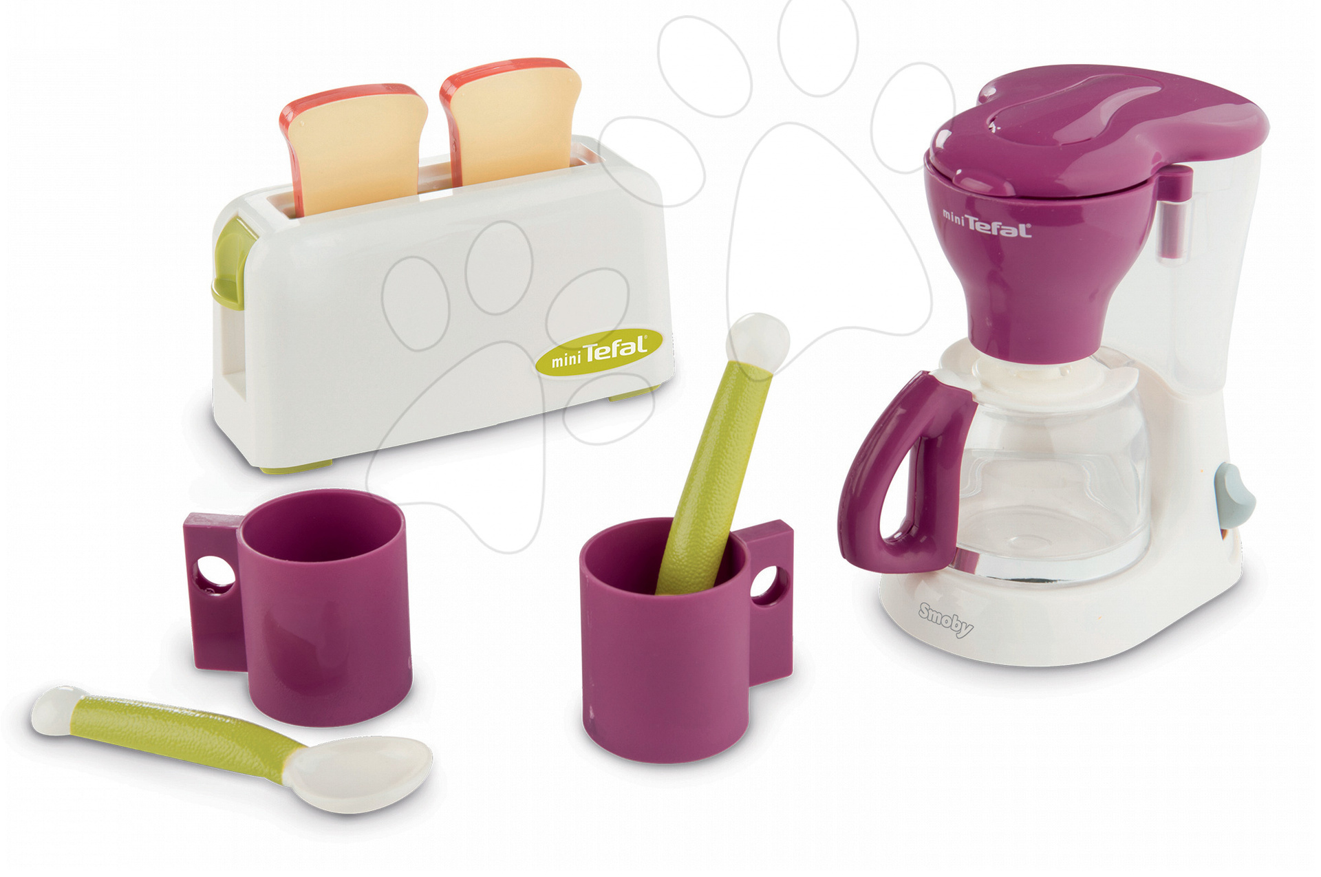 Spotrebiče do kuchynky - Toaster s kávovarom Tefal Smoby s dvoma šálkami a lyžičkami