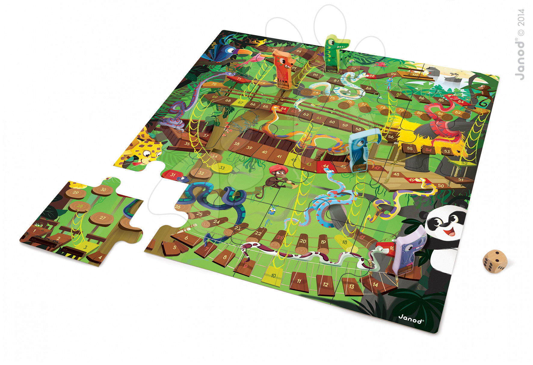 Cudzojazyčné spoločenské hry - Spoločenská hra Jungle Snake and Ladder Game & Puzzle Janod v angličtine od 3 rokov