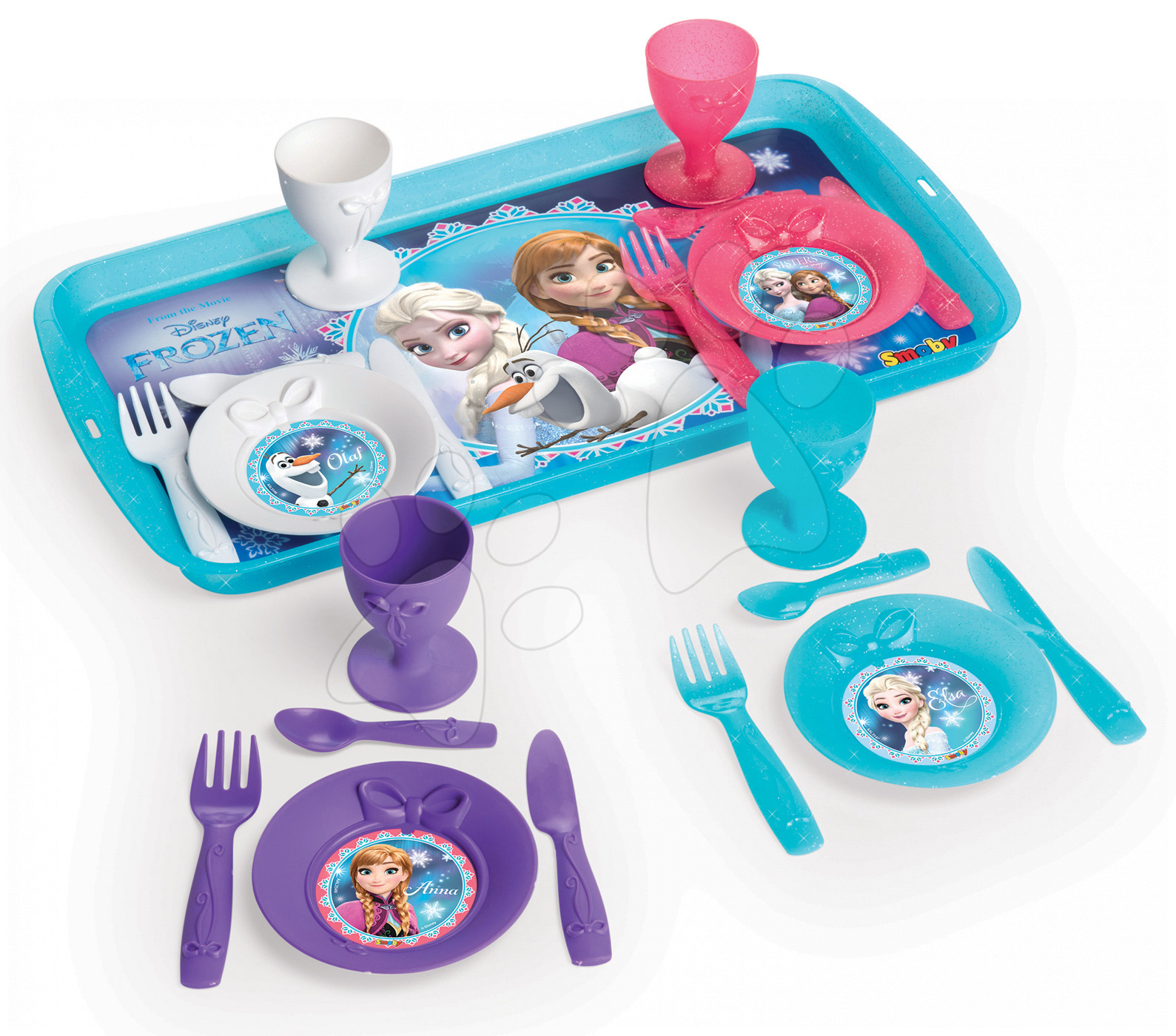 Felszolgáló tálca étkészlettel Frozen Disney Smoby csillámos és 21 kiegészítővel Felszolgáló tálca étkészlettel Frozen Disney Smoby csillámos és 21 kiegészítővel