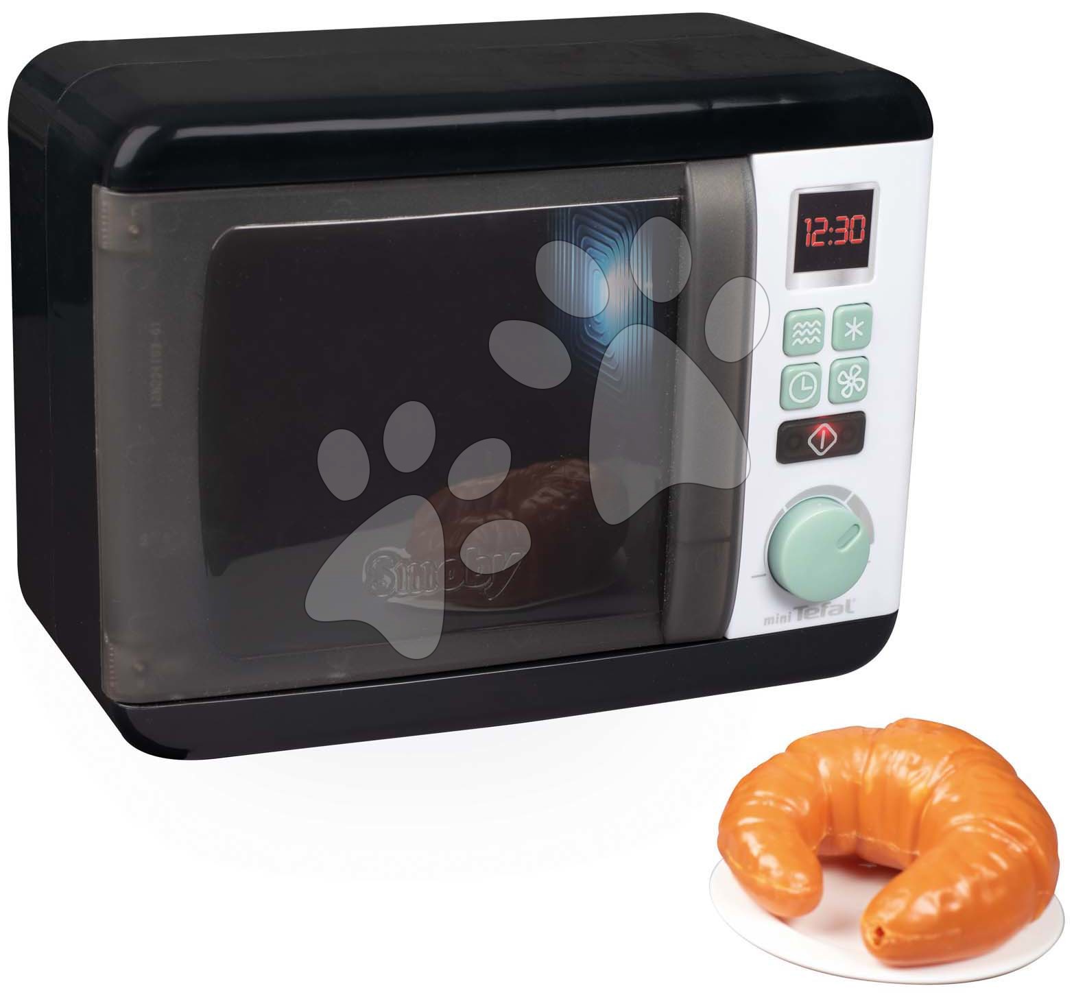 Spotrebiče do kuchynky - Mikrovlnka so zvukom a svetlom Tefal Electronic Microwave Smoby elektronická s “cric-crac“ gombíkom a doplnkami šedo-olivová
