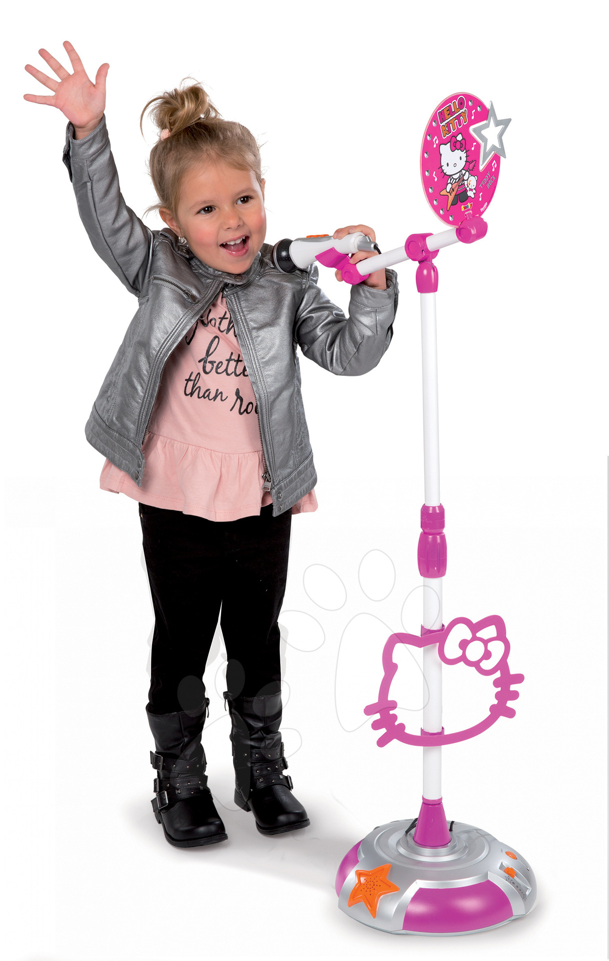 Detské hudobné nástroje - Mikrofón Hello Kitty Smoby so stojanom tmavoružový
