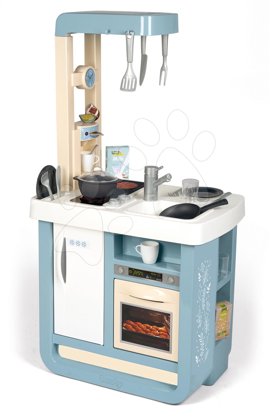 Elektronische Spielküchen - Spielküche mit Sound Bon Appetit Kitchen Grey Smoby mit Backofen und Kühlschrank mit 23 Zubehörteilen