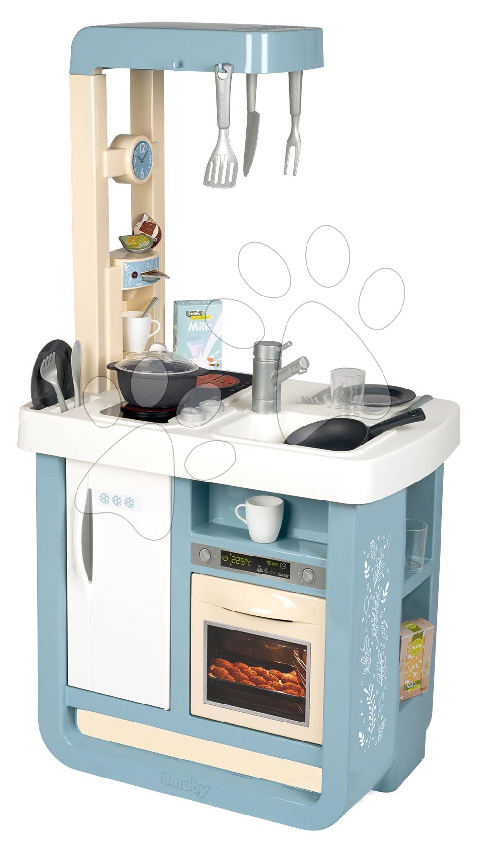 Elektronické kuchyňky - Kuchyňka elektronická Bon Appetit Kitchen Smoby s kávovarem a chladnička s pečicí troubou 23 doplňků 96 cm výška/49 cm pult