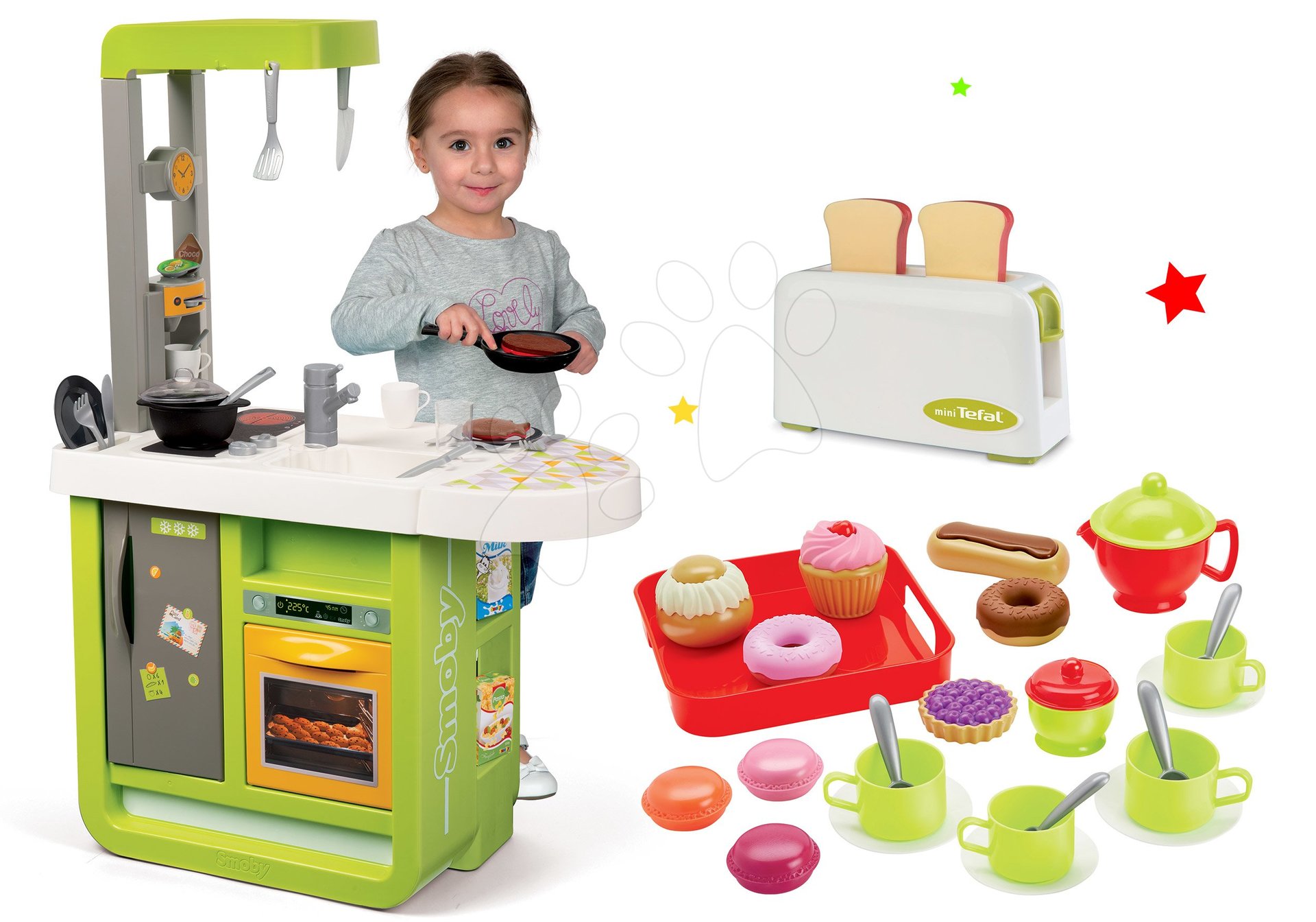 Smoby detská kuchynka Cherry Kitchen a hriankovač Tefal Express 310900-1