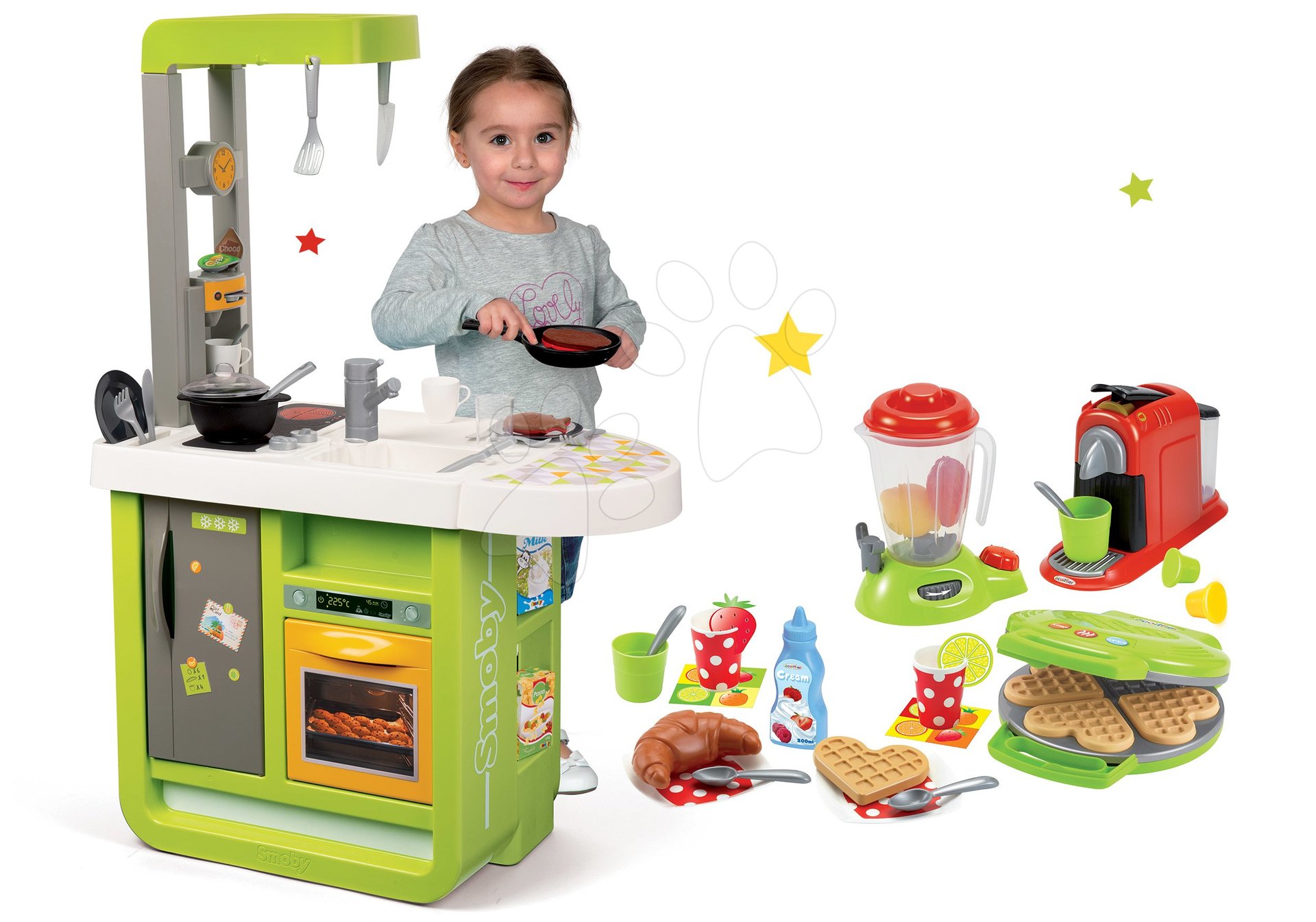 Smoby set kuchynka Cherry Kitchen a Écoiffier vaflovač s doplnkami 310900-8