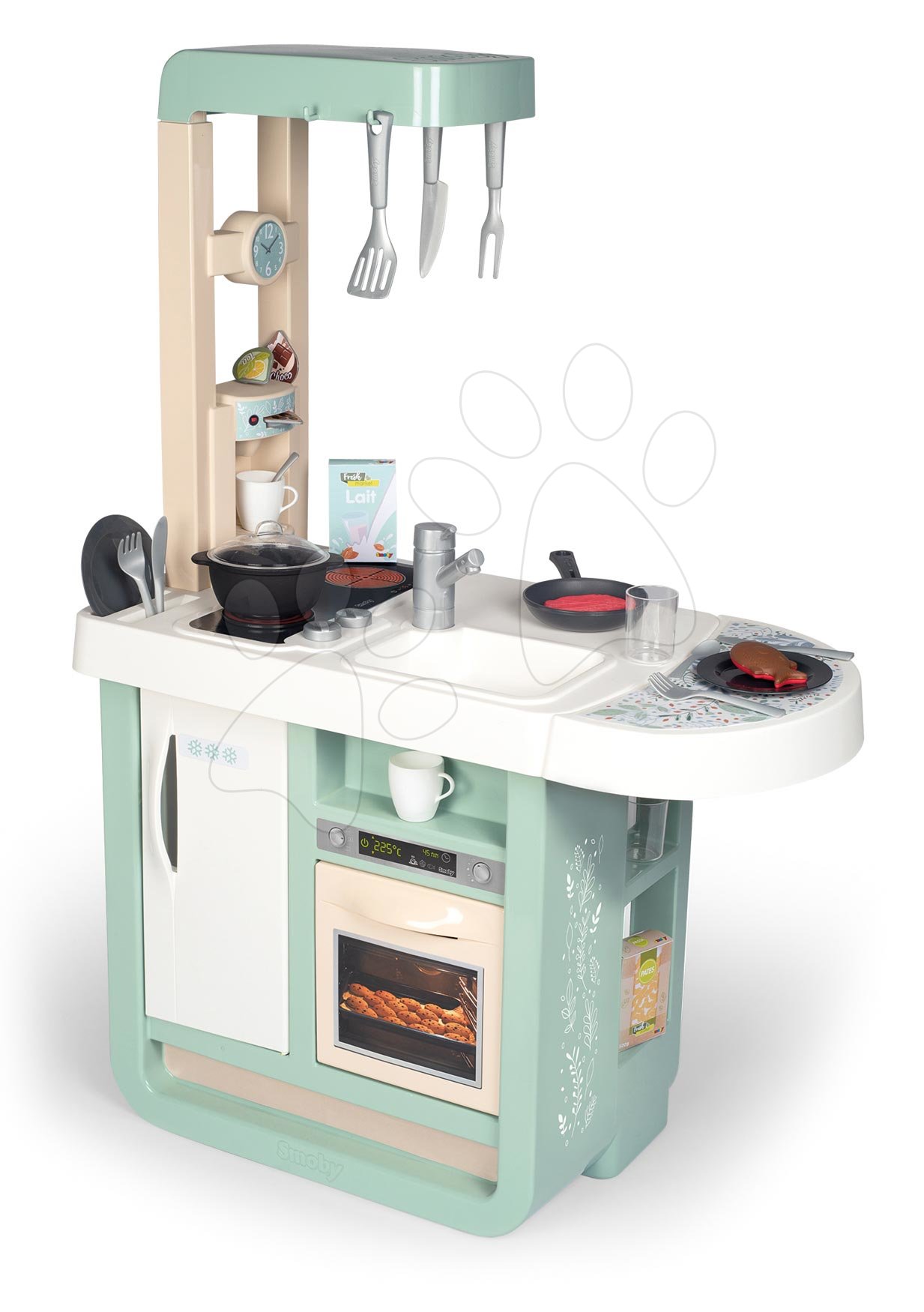 E-shop Kuchynka so zvukmi Cherry Kitchen Green Smoby s jedálenským stolom rúrou a chladnička s 25 doplnkami