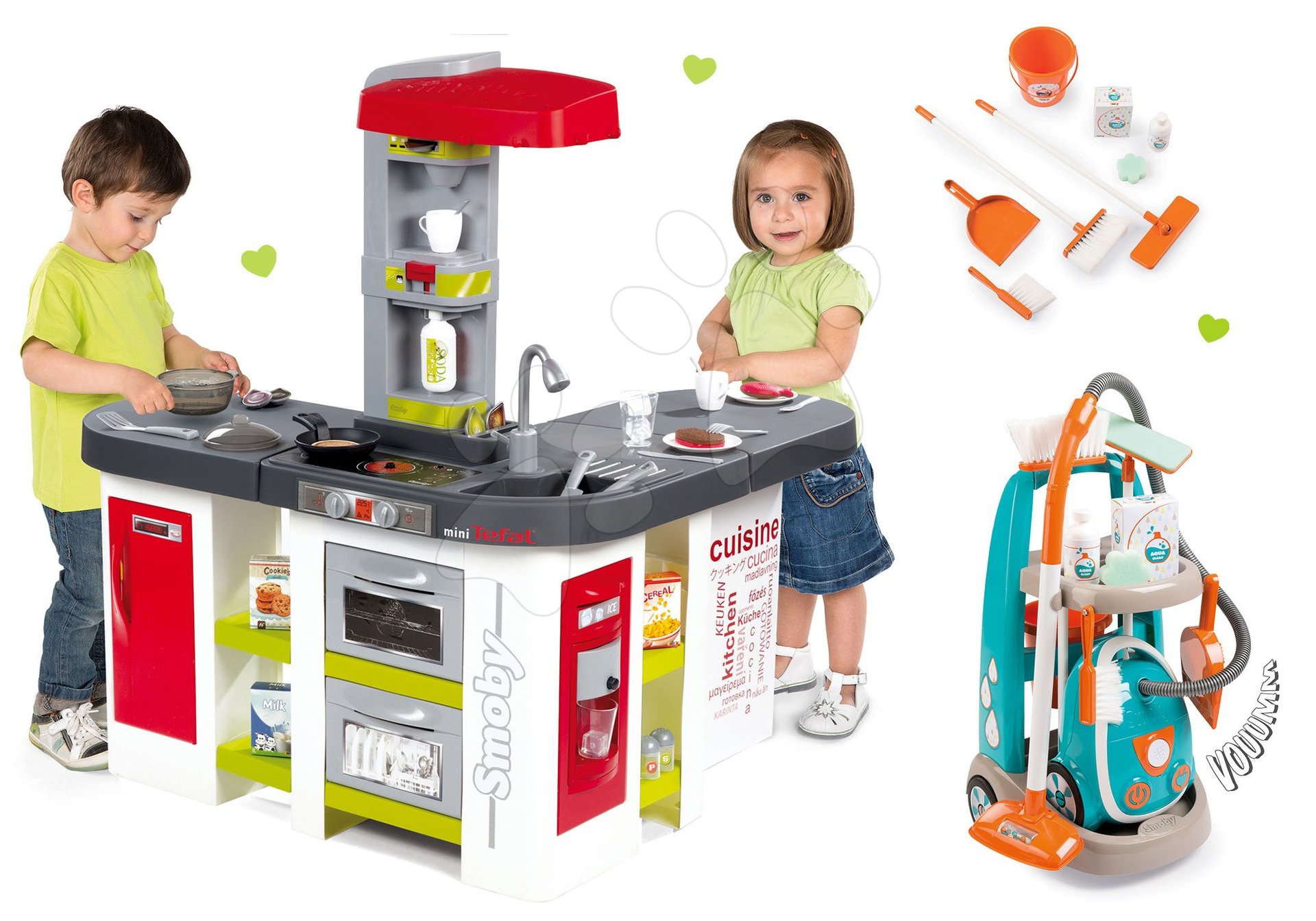 Smoby elektronická kuchynka pre deti Tefal Studio XXL a vozík na upratovanie s vysávačom 311018-13
