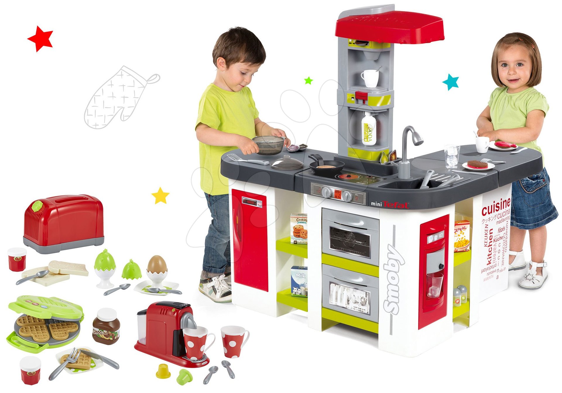 Smoby kuchynka Tefal Studio XXL so zvukom a hriankovač s kávovarom a vaflovač 311018-17