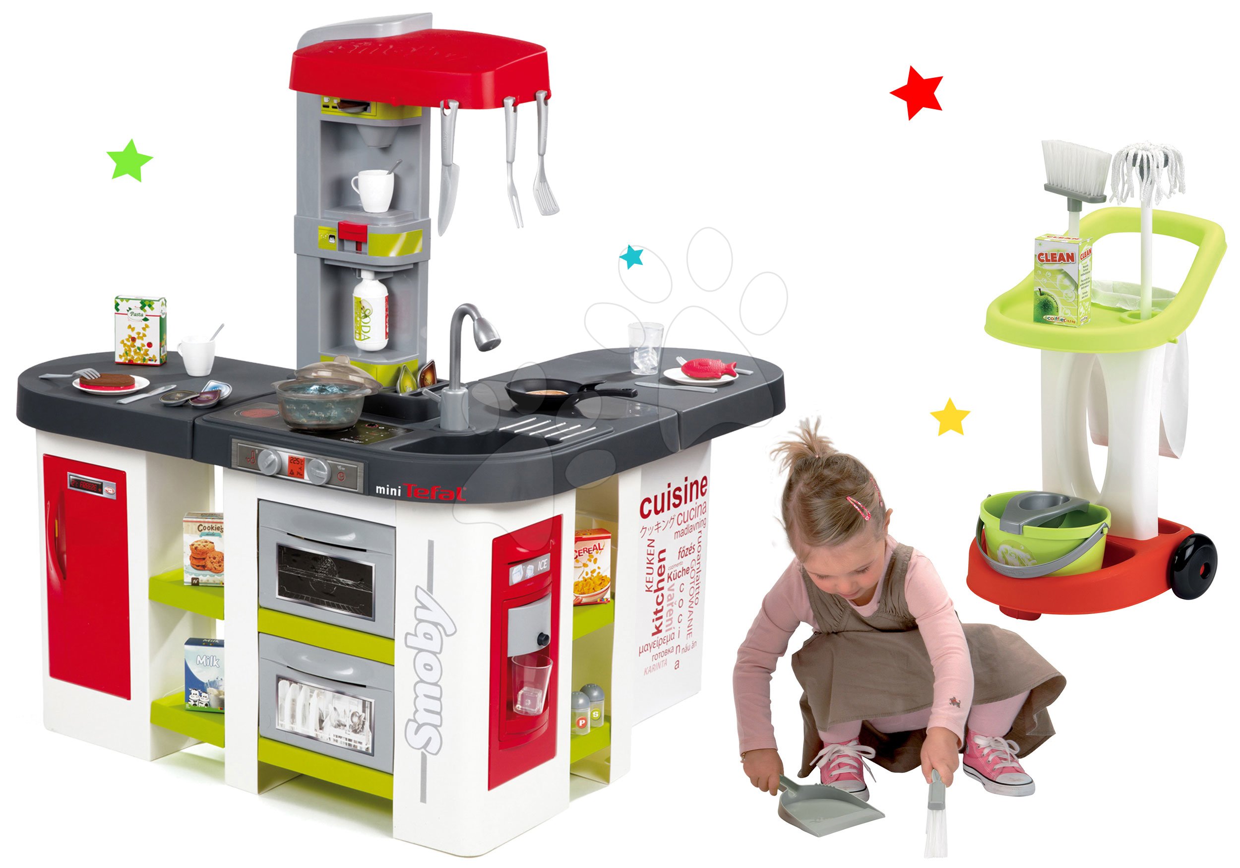 Smoby set kuchynka Tefal Studio XXL a Écoiffier servírovací vozík French Cuisine 311018-26