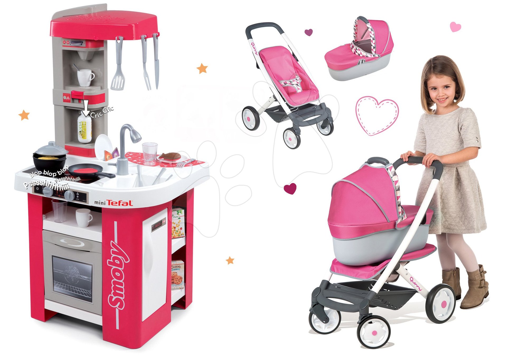 Smoby set detská kuchynka Tefal Studio a kočík Maxi Cosi&Quinny 311022-7