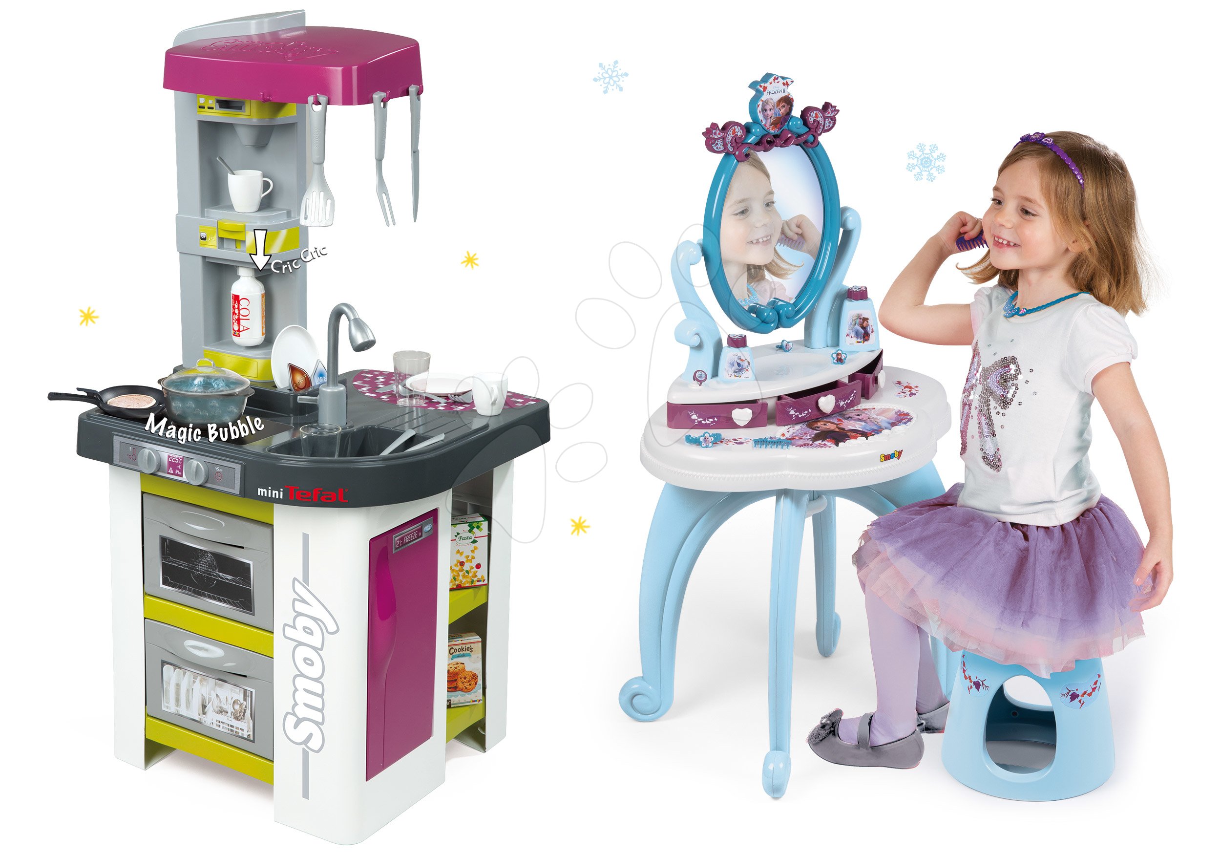 Smoby set detská kuchynka Tefal Studio Barbecue a kozmetický stolík Frozen 311027-26