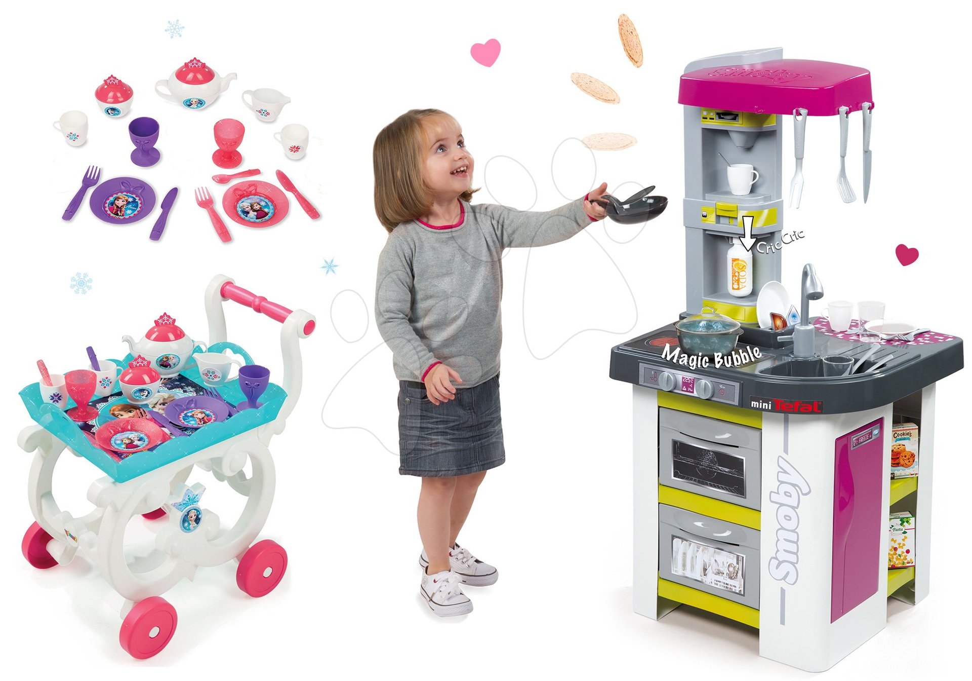 Smoby set detská kuchynka Tefal Studio Barbecue a servírovací vozík Frozen 311027-27