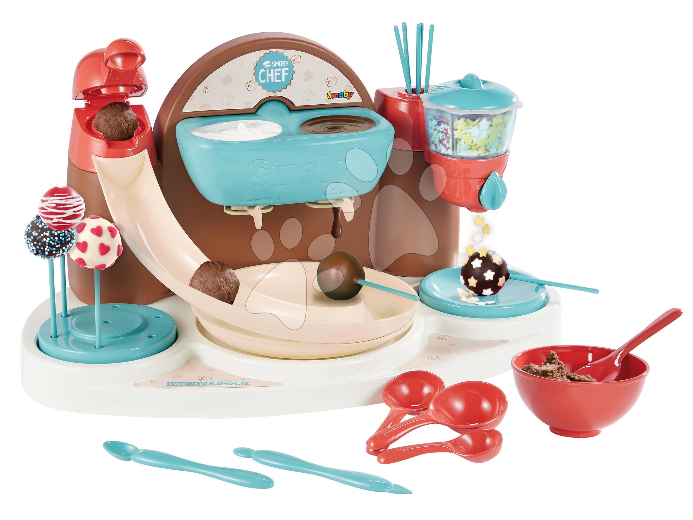 E-shop Hravá kuchárka s receptami a formami Chef Cake Pops Factory Smoby na výrobu lízaniek a čokoládových bonbónov s doplnkami od 5 rokov