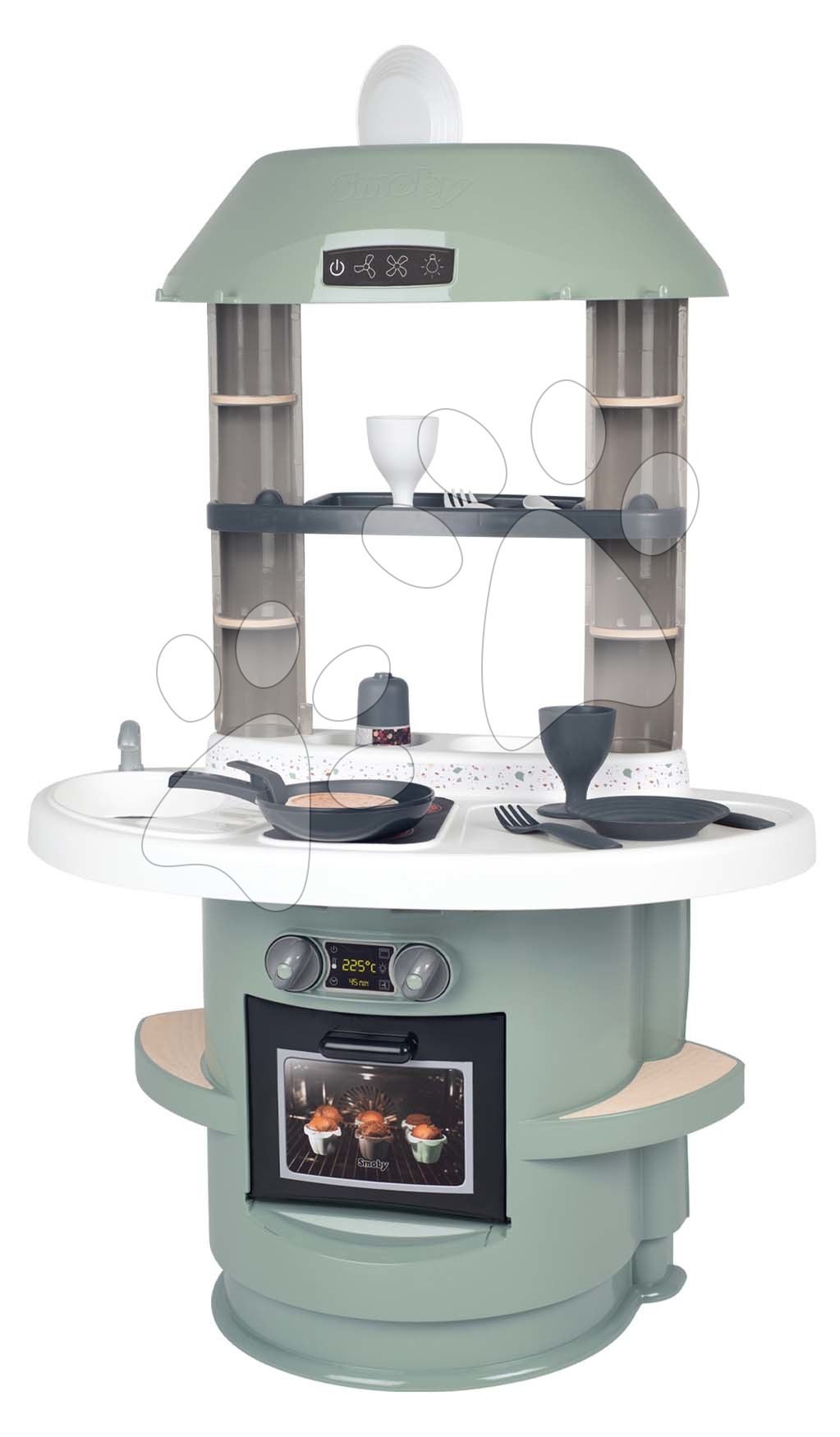 Obyčejné kuchyňky - Kuchyňka s mechanickým zvukem Nova Kitchen Smoby v minimalistickém designu s 13 doplňky výška 78 cm