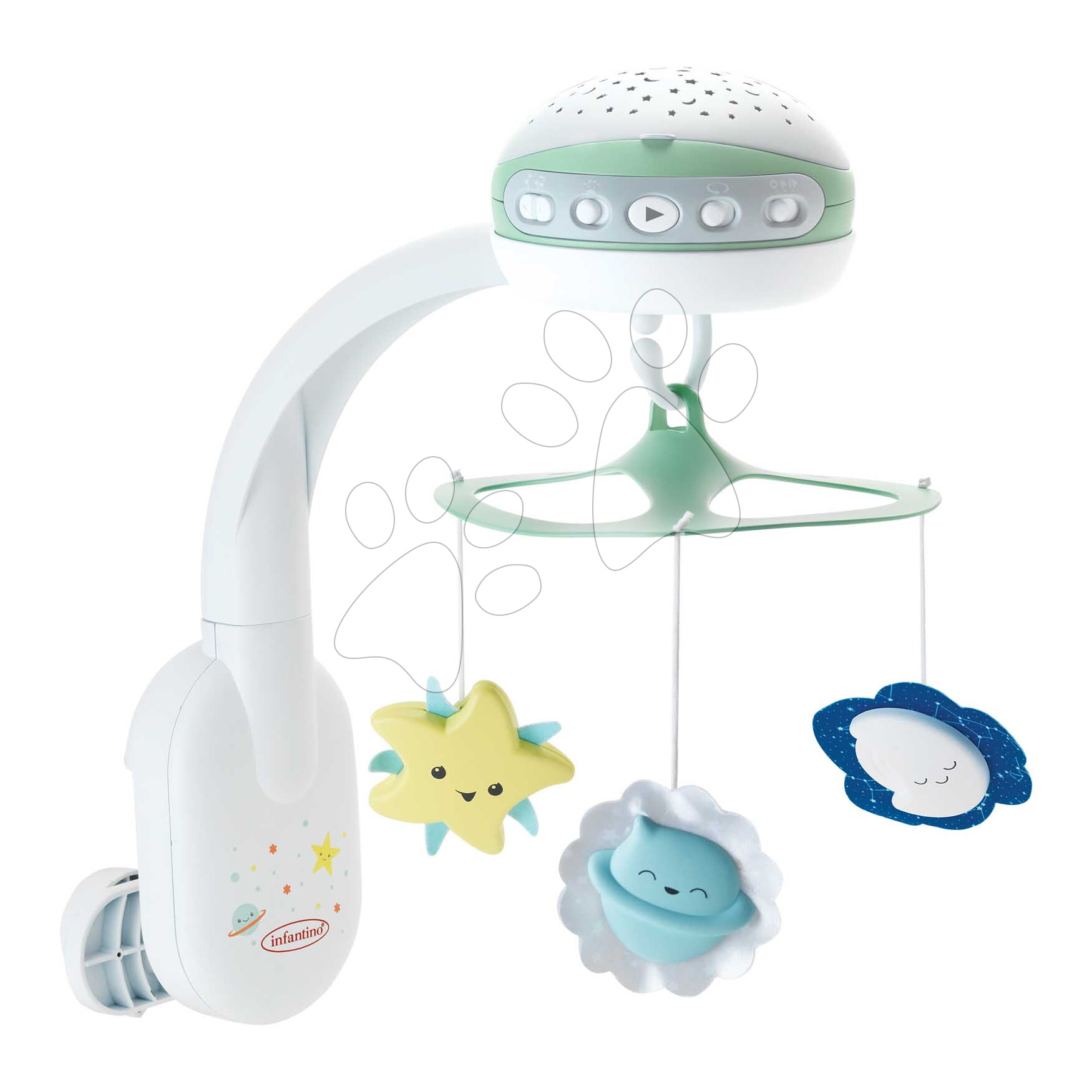 Hudobný kolotoč nad postieľku 3in1 Projector Musical Mobile Infantino s projektorom a nočným svetlom zelený od 0 mes