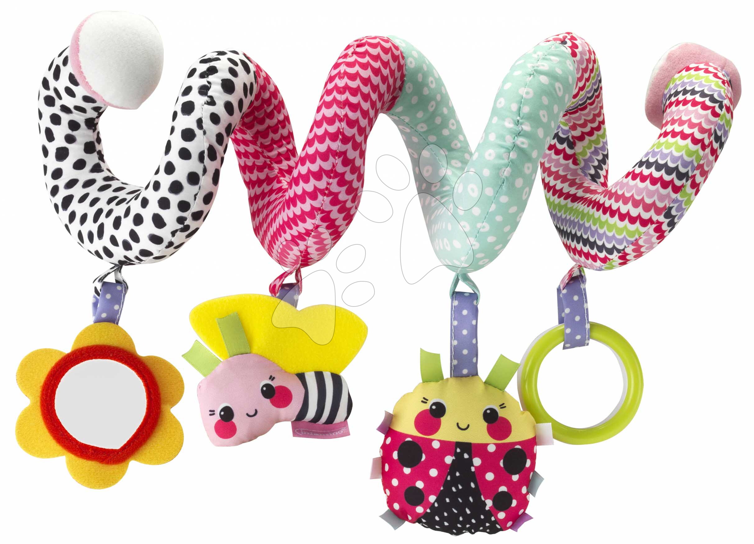 Špirála s aktivitami Pink Spiral Activity Toy Infantino ku kočíku hrkajúce a šuštiace hračky ružová od 0 mes