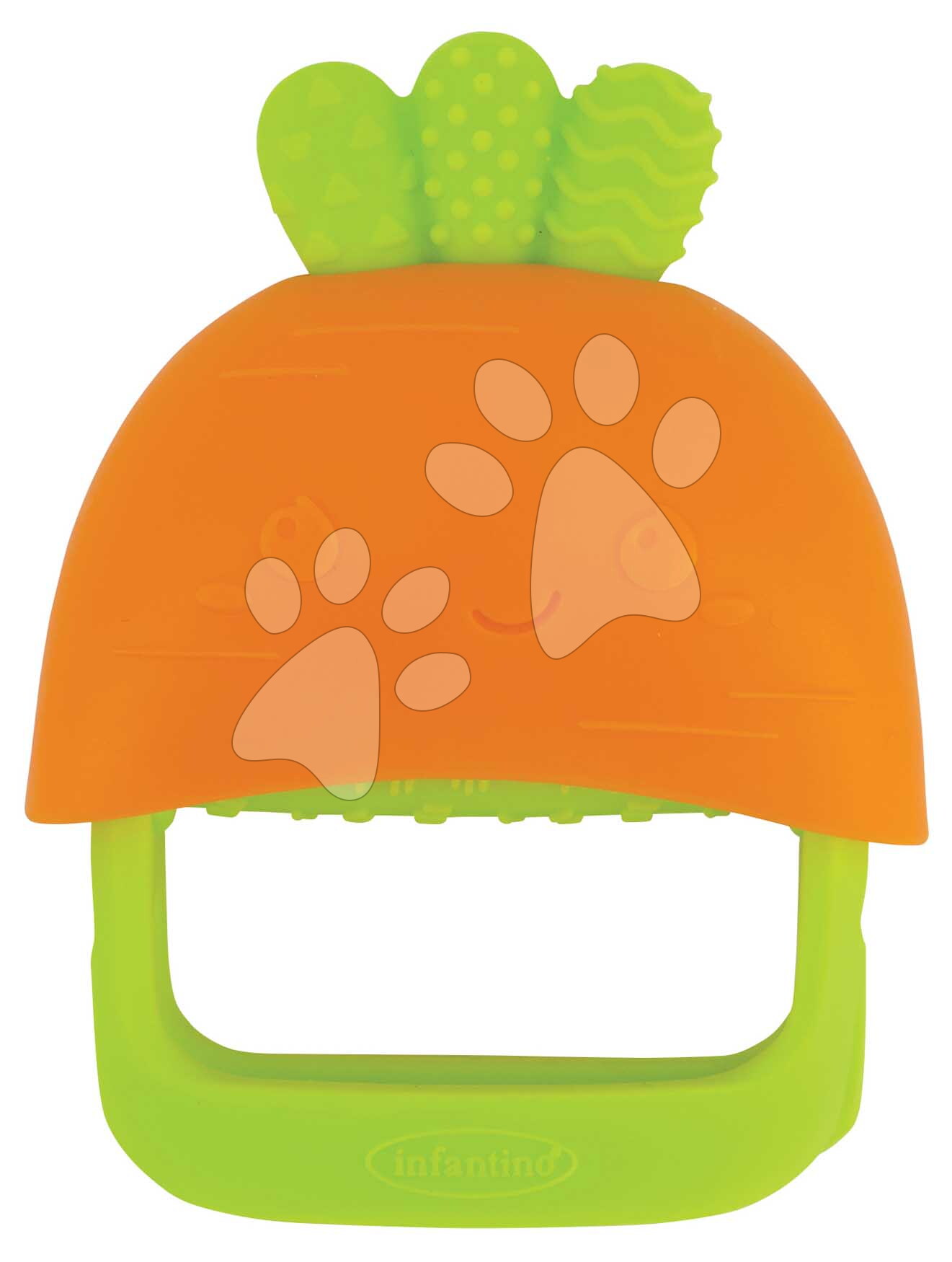 Hryzátko Handy Dandy Teething Mitt Carrot Silicone Infantino silikónové od 0 mes