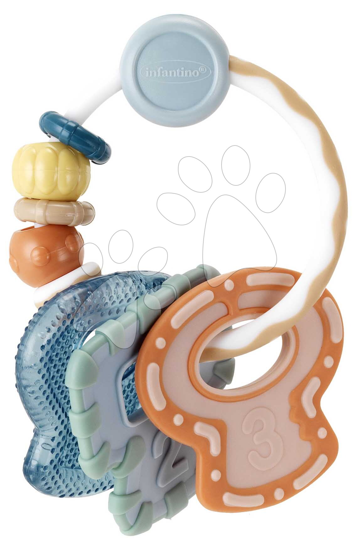 Hrkálka s hryzátkami Kľúče Cool & Chew Teether Keys Muted Color Infantino vhodná do chladničky od 0 mes