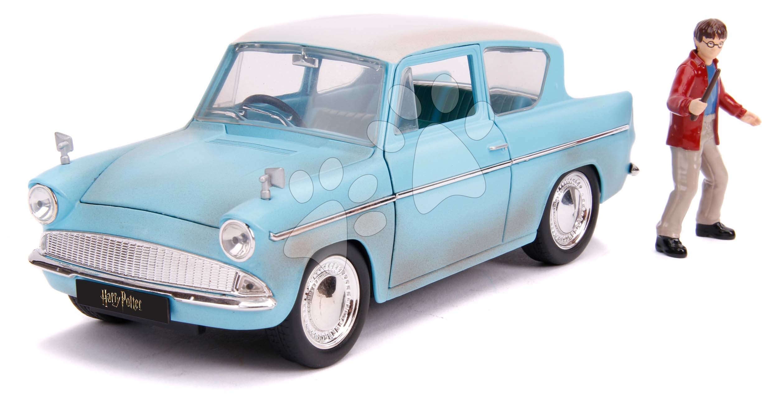 Autíčko Ford Anglia 1959 s figúrkou Harry Potter Jada kovové s otevíratelnými dveřmi délka 19 cm 1:24