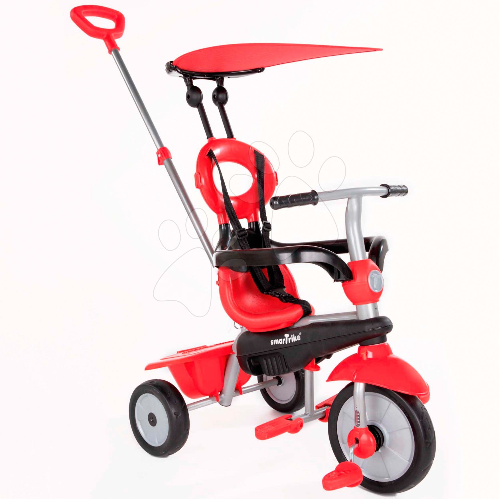 E-shop Trojkolka Zoom Red 4in1 smarTrike Touch Steering červená s gumenými kolesami a tlmičom na kolese od 10 mes