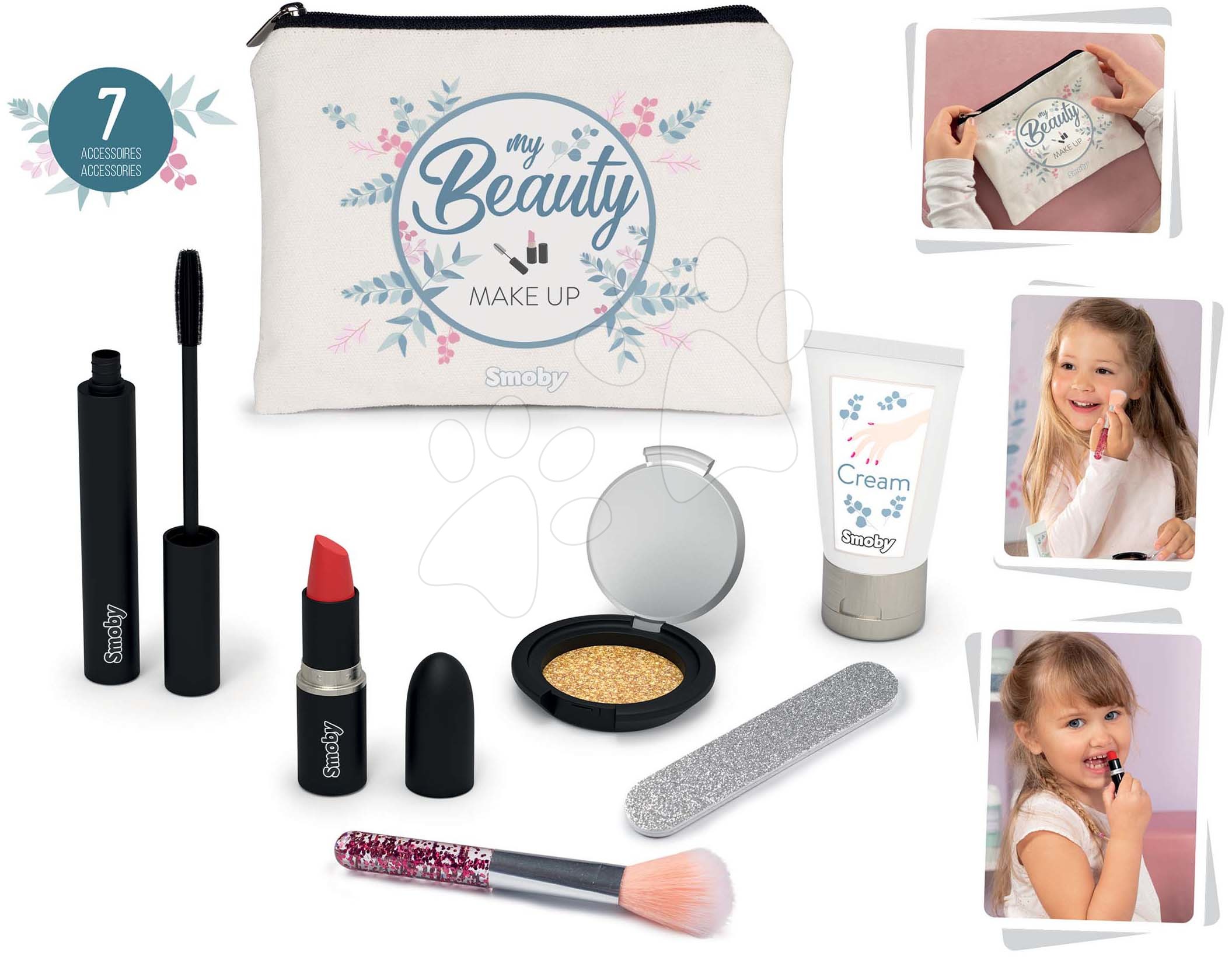 Piperetáska kozmetikummal My Beauty make Up Set Smoby szempillaspirál, rúzs, szemhély festék ecsettel, körömreszelő