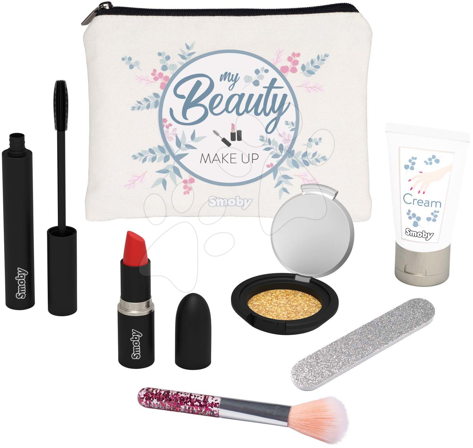 Kosmetická taštička s kosmetikou My Beauty Make Up Set Smoby s řasenkou, rtěnkou, očním stín se štětcem a pilníkem