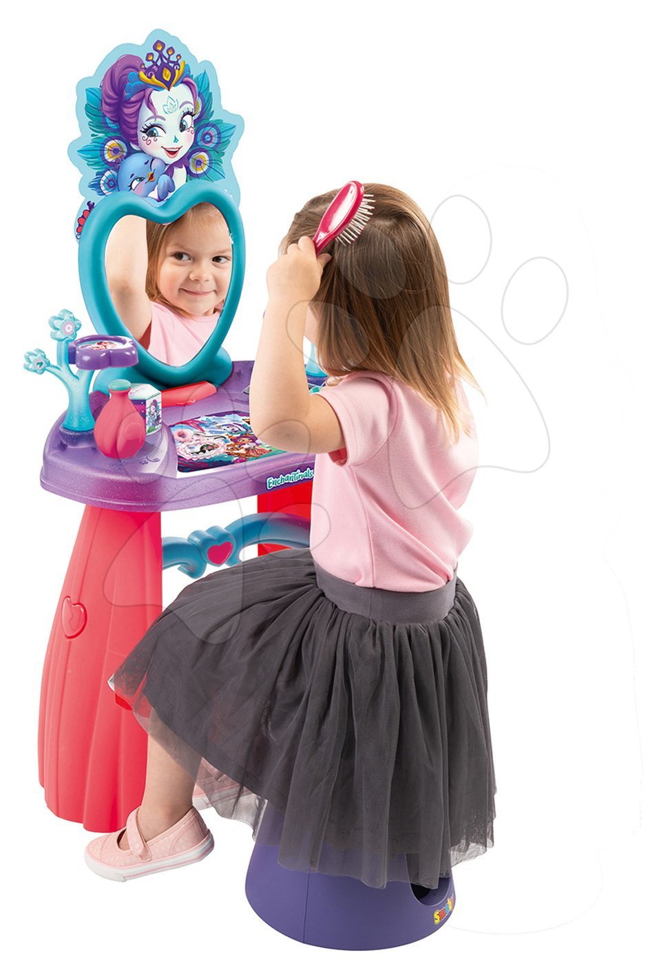 Set Maquillage Enfant Avec Table Et Chaise - 15 Accessoires (miroir, Rouge à Lèvres, Peigne...) - Rose