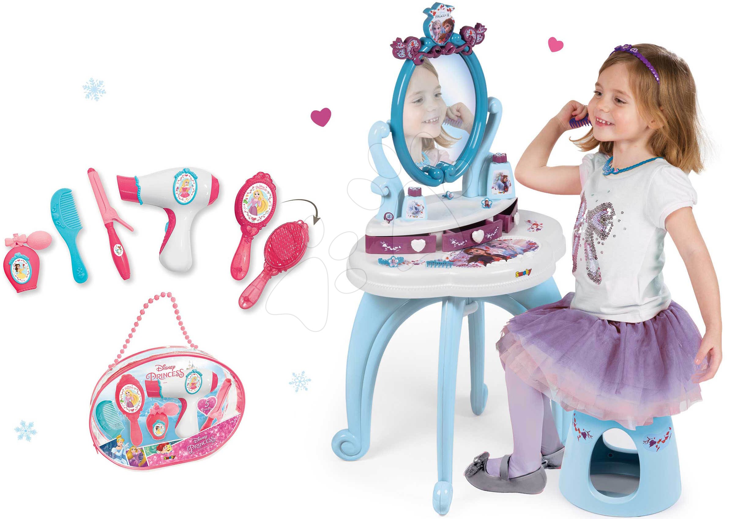 Smoby detský kozmetický stolík a set na česanie Frozen 320214-11