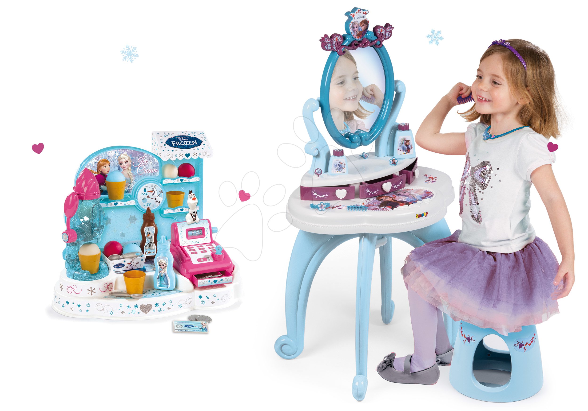 Set kozmetický stolík Frozen Smoby so stoličkou a zmrzlináreň Frozen