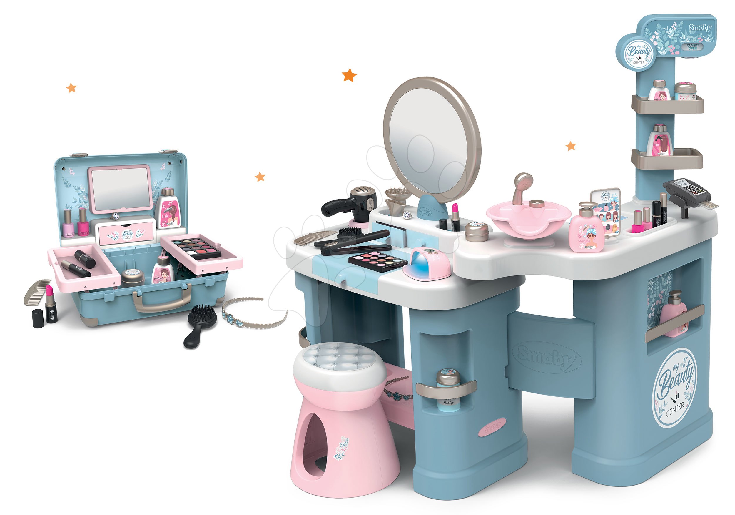 Set kozmetický stolík elektronický My Beauty Center 3in1 Smoby s kozmetickým kufríkom
