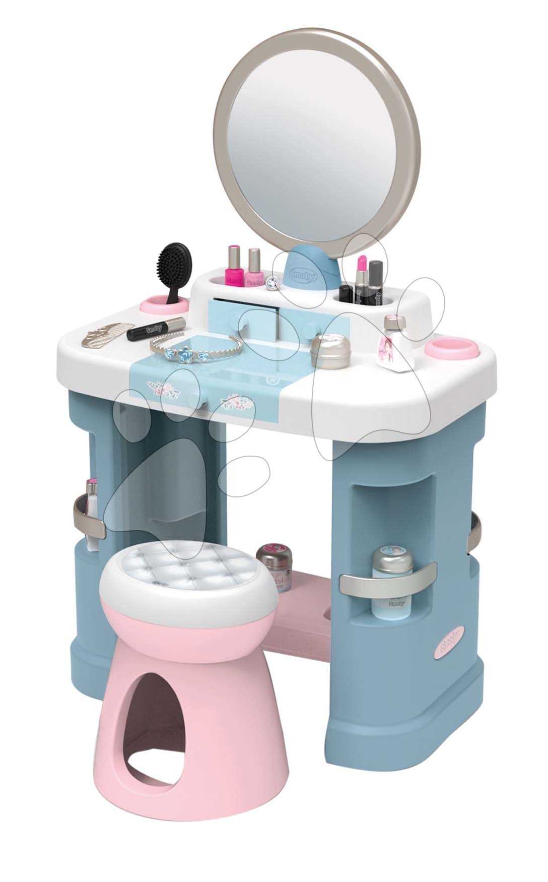 Kozmetický stolík so stoličkou My Beauty Dressing Table Smoby so zrkadlom a 15 skrášľovacích doplnkov