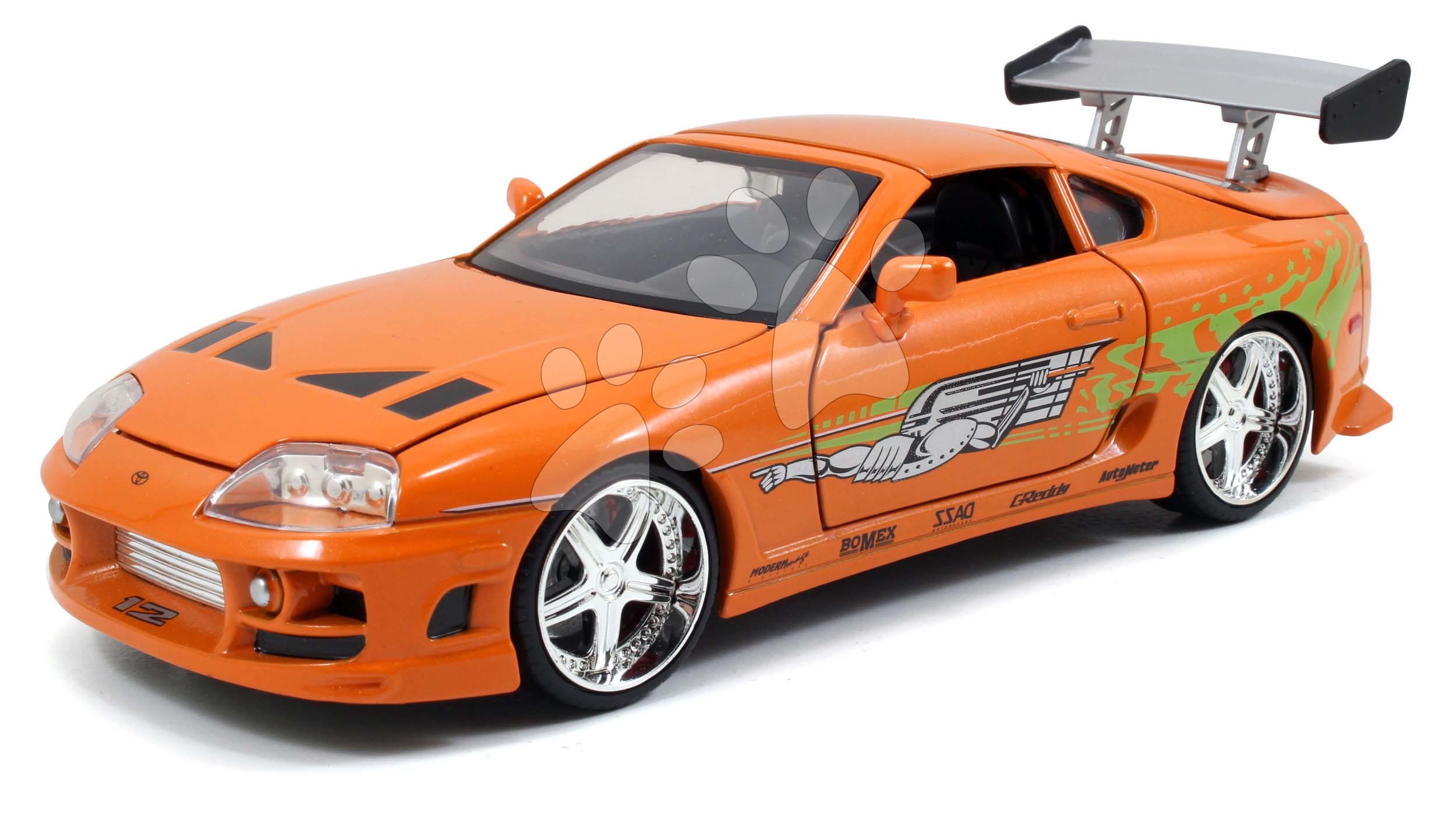 Kisuató Toyota Supra 1995 Fast & Furious Jada fém nyitható részekkel hossza 21 cm 1:24