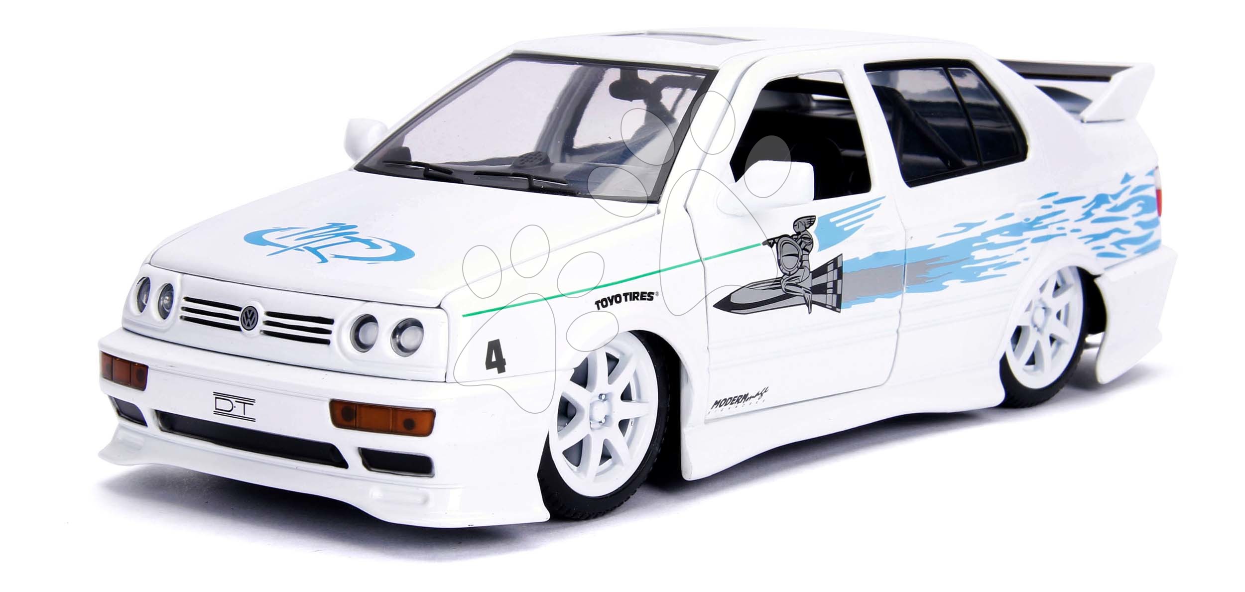 Kisautó Volkswagen Jetta 1995 Fast & Furious Jada fém nyitható részekkel hossza 21 cm 1:24 JA3203025