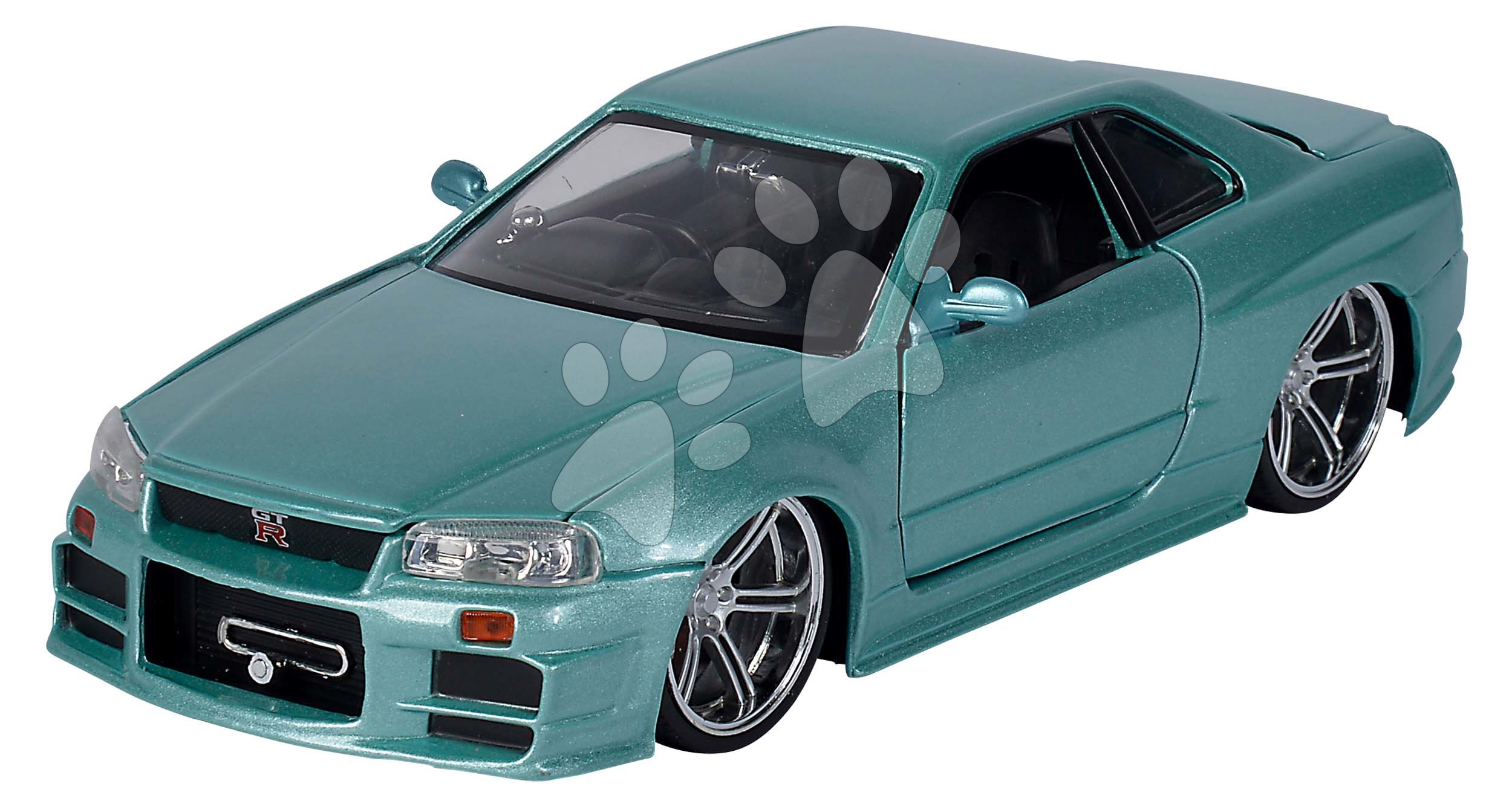 Kisautó Nissan Skyline GT-R Fast & Furious Jada fém nyitható részekkel hossza 21 cm 1:24