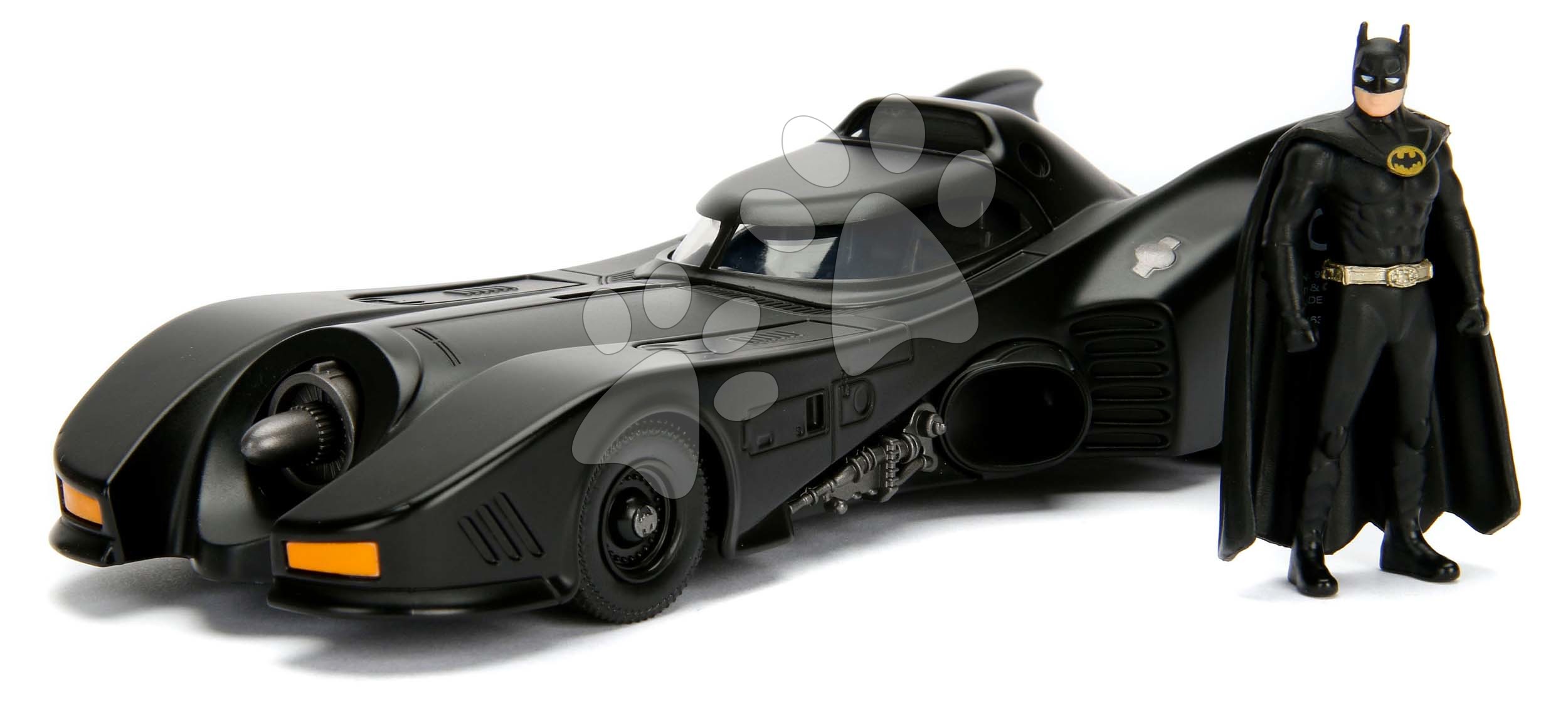 Autíčko Batman 1989 Batmobile Jada kovové s posuvným kokpitom a figúrkou Batmana dĺžka 22 cm 1:24