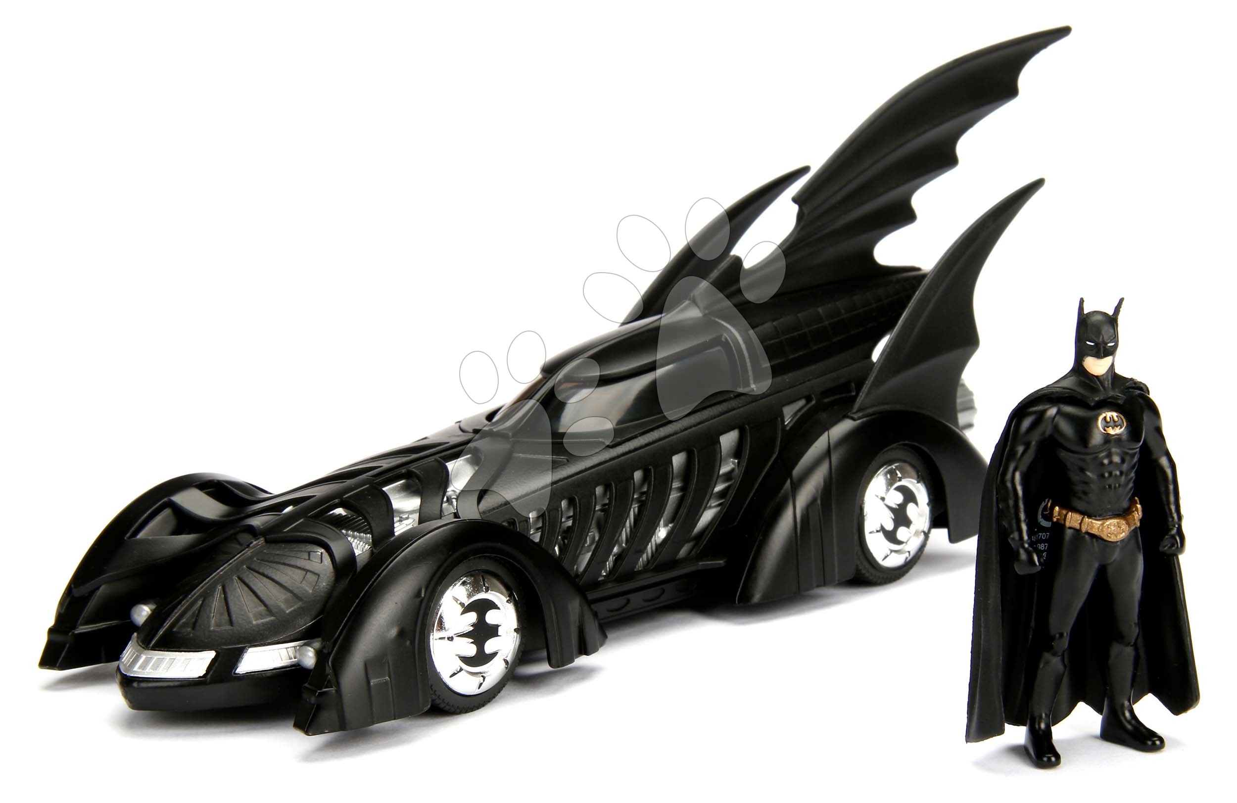 Kisautó Batman 1995 Batmobile Jada fém nyitható pilótafülkével és Batman figurával hossza 27 cm 1:24