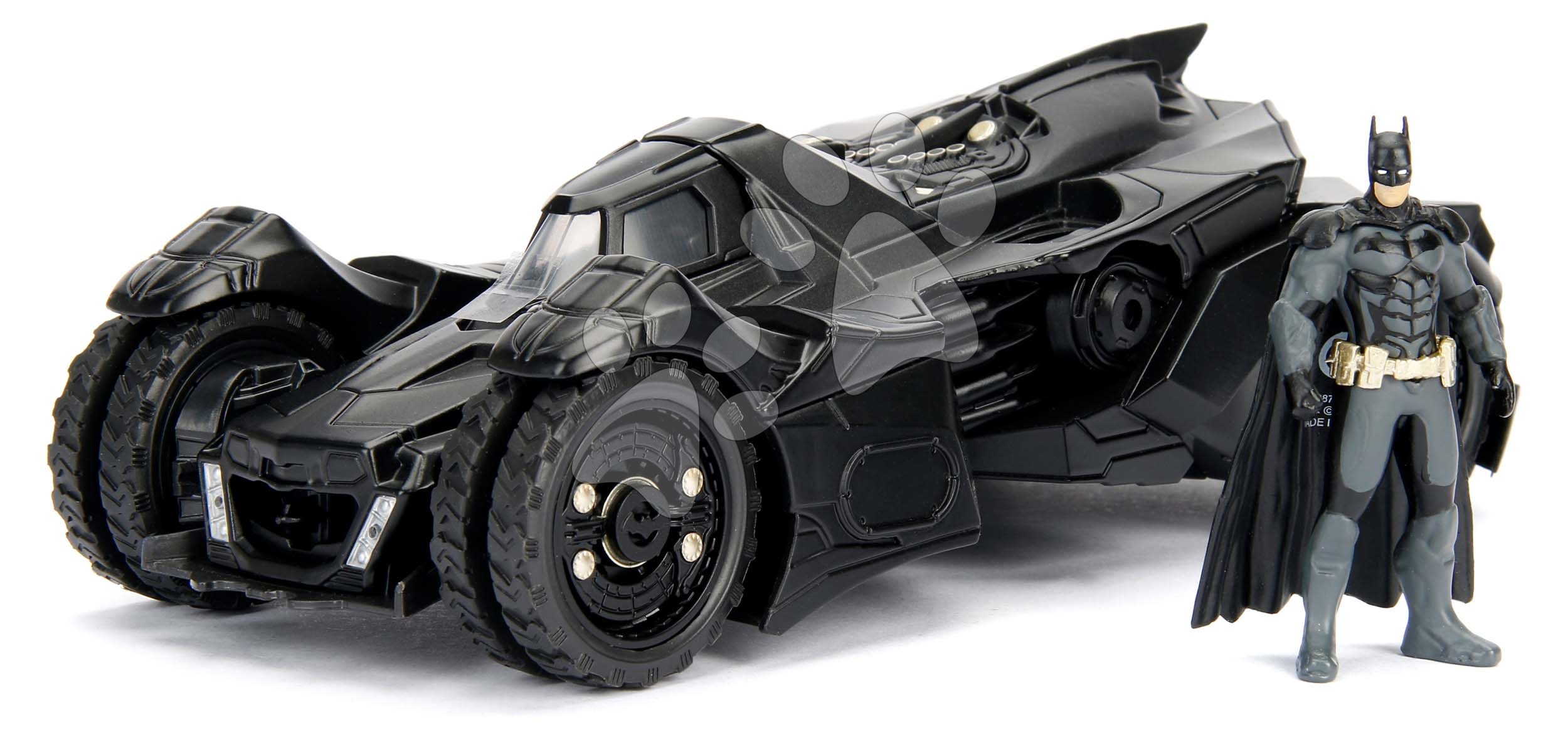 Autíčko Batman Arkham Knight Batmobile Jada kovové s otvárateľným kokpitom a figúrkou Batmana dĺžka 22 cm 1:24