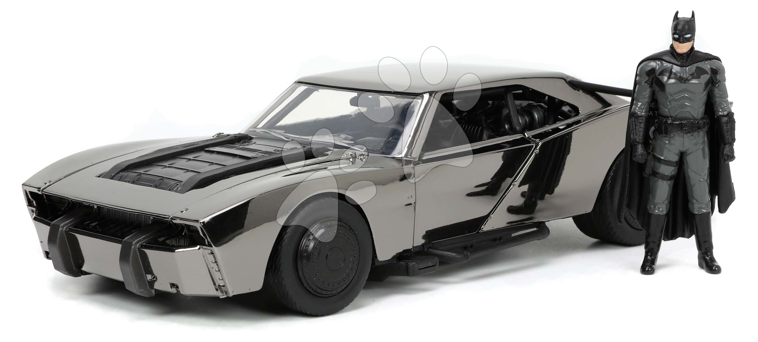 Kisautó Batman Batmobile 2022 Comic Con Jada fém nyitható ajtókkal és Batman figurával hossza 19 cm 1:24