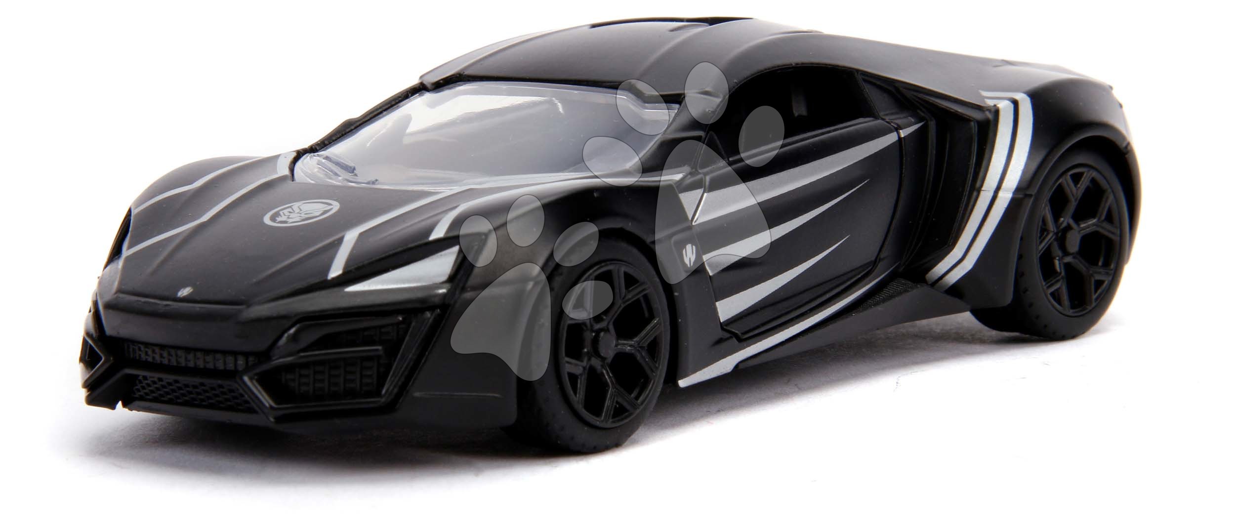 Autíčko Marvel Black Panther Lykan Hypersport Jada kovové s otevíratelnými dveřmi délka 13,3 cm 1:32